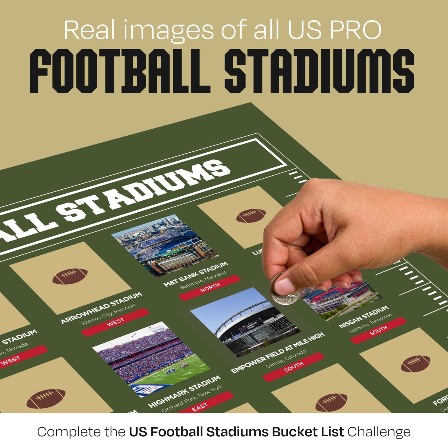 Framed Football Stadiums Scratch Off Poster - Football Stadiums Scratch Off Map - Track Your Football Journey - Football Posters