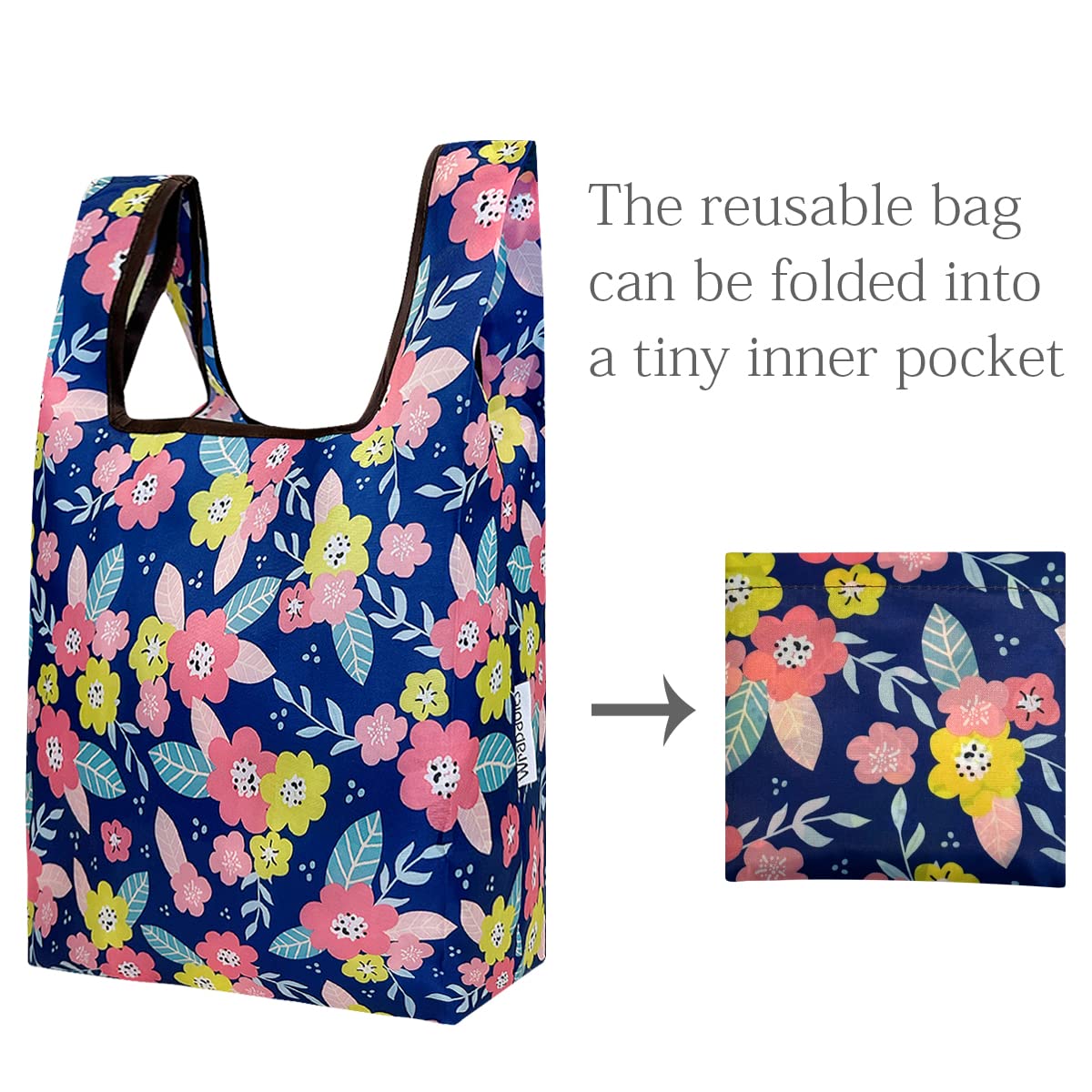 Wrapables Jolibag Collection Reusable Shopping Bag (Set Of 2), Pink & Blue Flowers