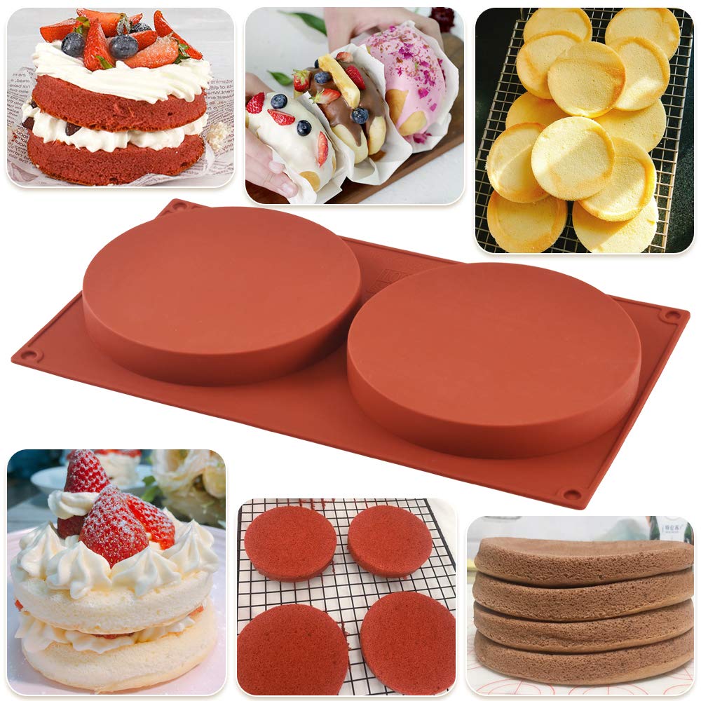 Ionegg Round Cake Pans, 5.4 Inches Silicone Molds For Baking, Nonstick & Quick Release Baking Pans For Layer Cakes, Cheese Cakes