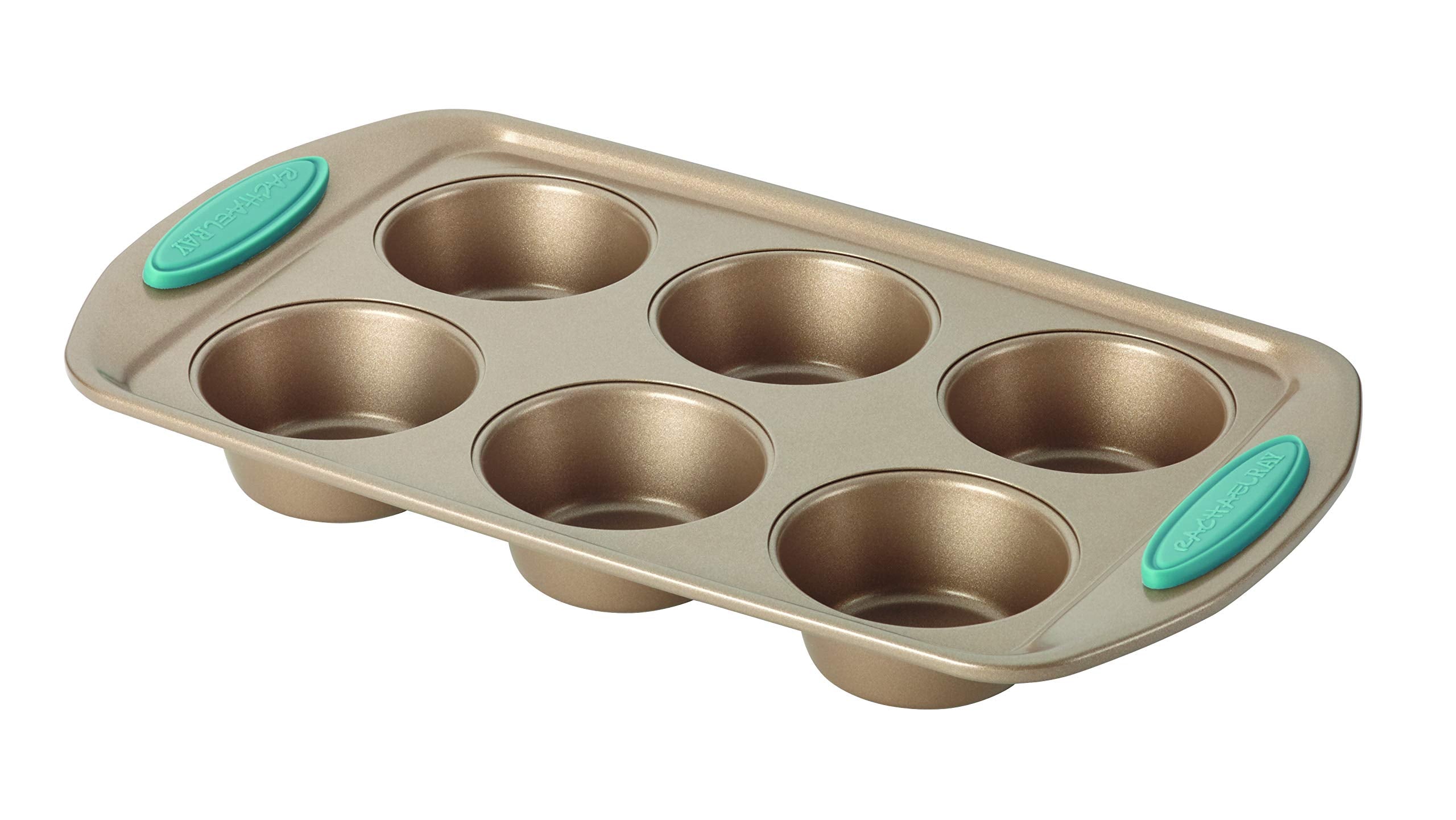 Rachael Ray Cucina Bakeware Set Includes Nonstick Cake Cookie Baking Sheet And Muffin Cupcake Pan, 4 Piece, Latte Brown With Aga