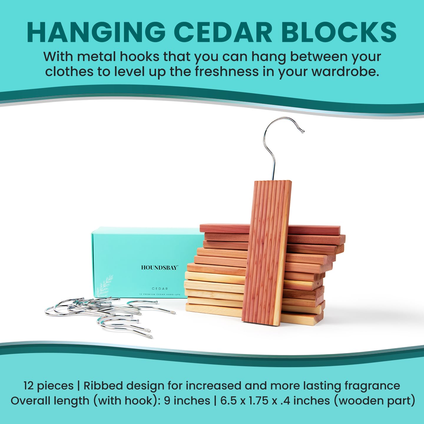 12 Hanging Cedar Blocks For Clothes Storage -Cedar Hangers For Closet - Cedar Chips For Closets And Drawers - Hanging For Protec