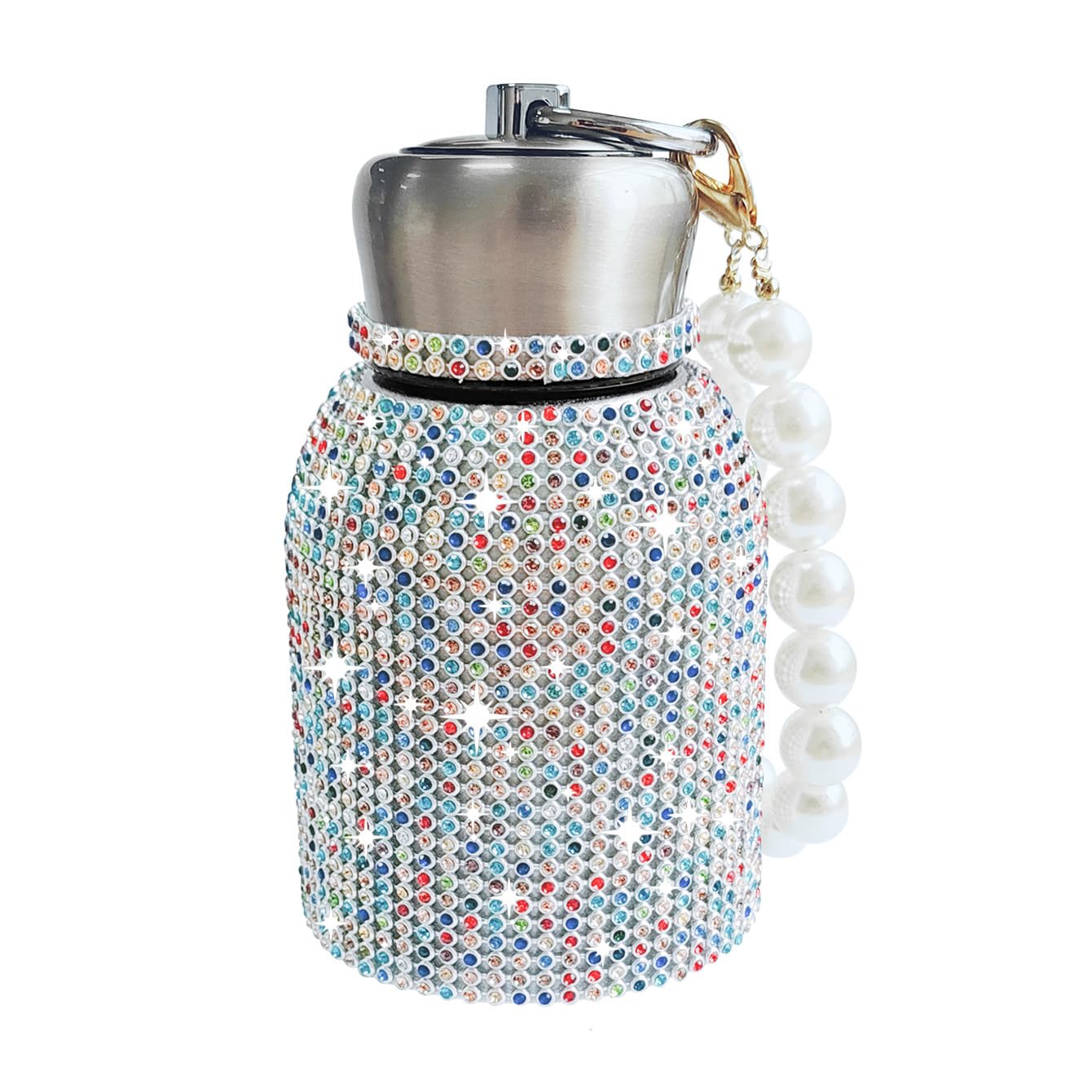 Insulated Water Bottle Bling Double Wall Stainless Steel Vacuum Flask with Glitter Rhinestones Diamond 10 oz Keep Cold Water Bot