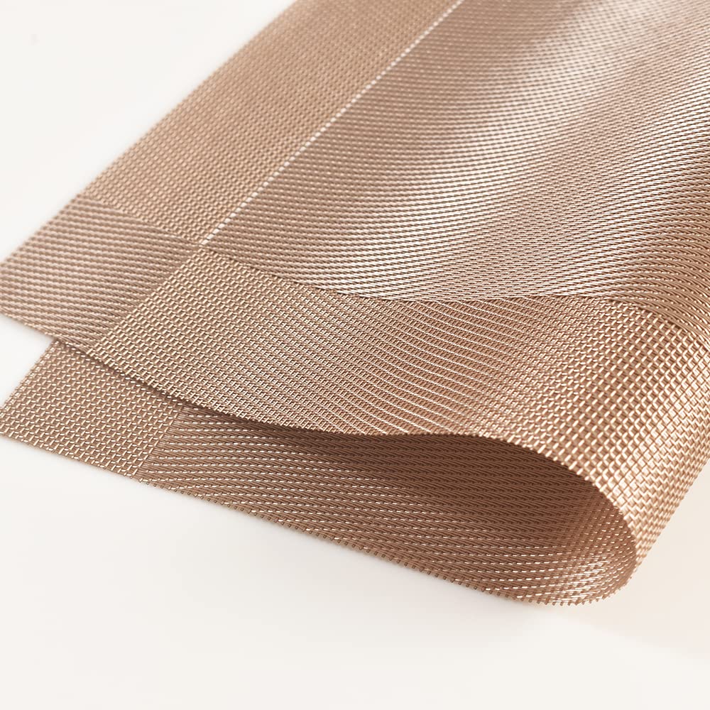 Homedge Placemat, 6 Pcs Of Non-Slip Heat Resistant Pvc Place Mats, Washable Vinyl Placemats - Light Brown