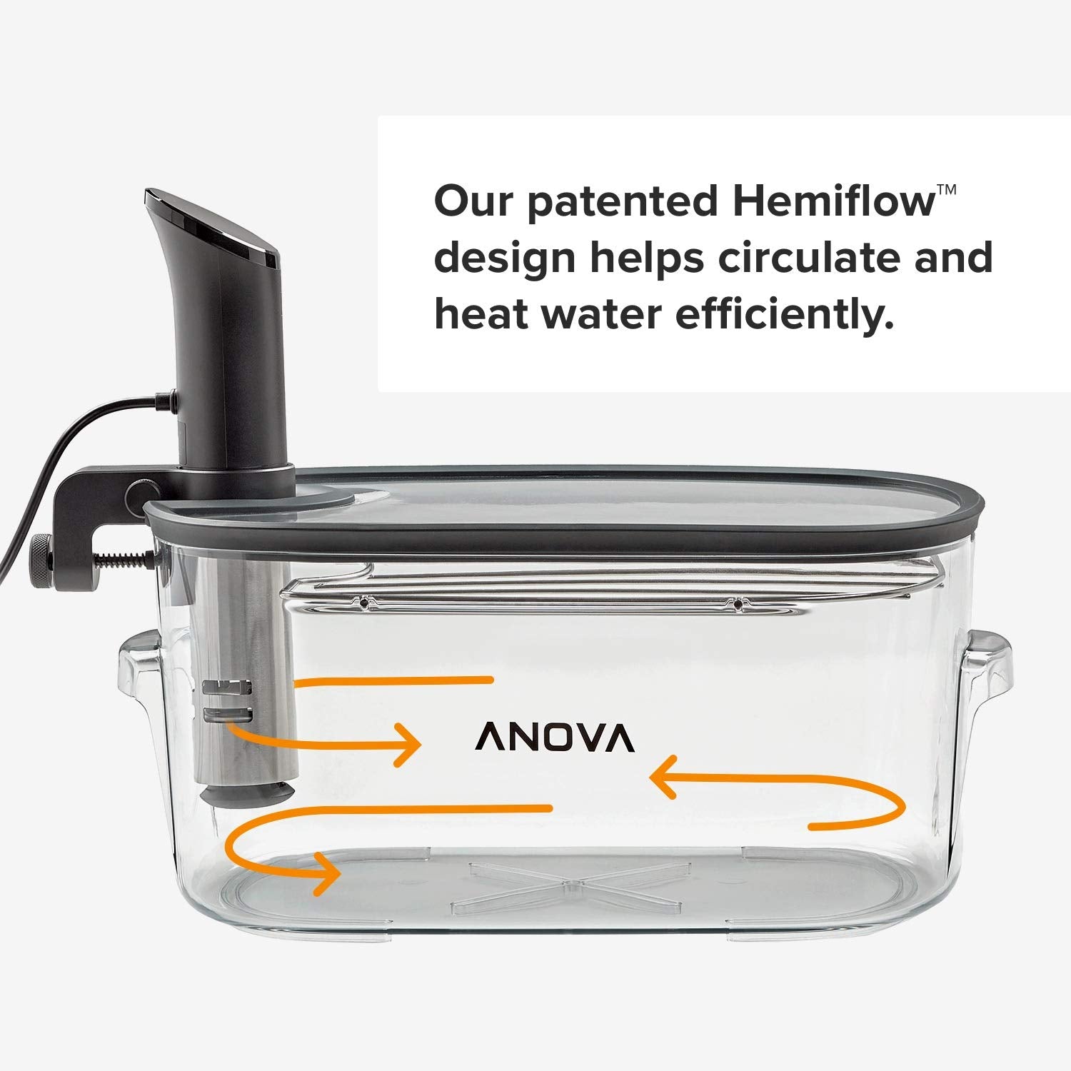 Anova Culinary Sous Vide Cooker, Polycarbonate, 16L Capacity, Clear, Model ANTC01, Removable Lid and Rack