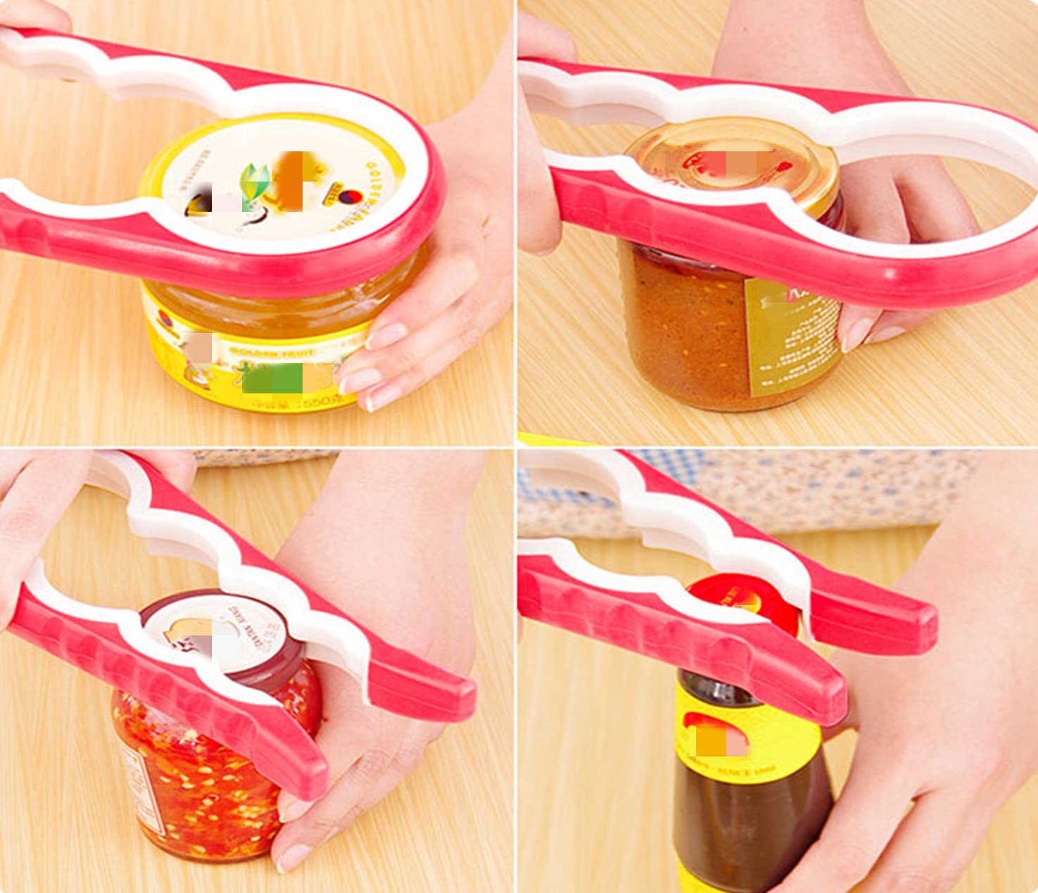 Fannuoncc 2 Pcs Premium 4-In-1 Easy Grip Jar And Bottle Opener, Jar Openers For Weak Hands, Jar Openers For Seniors With, Jar Gr