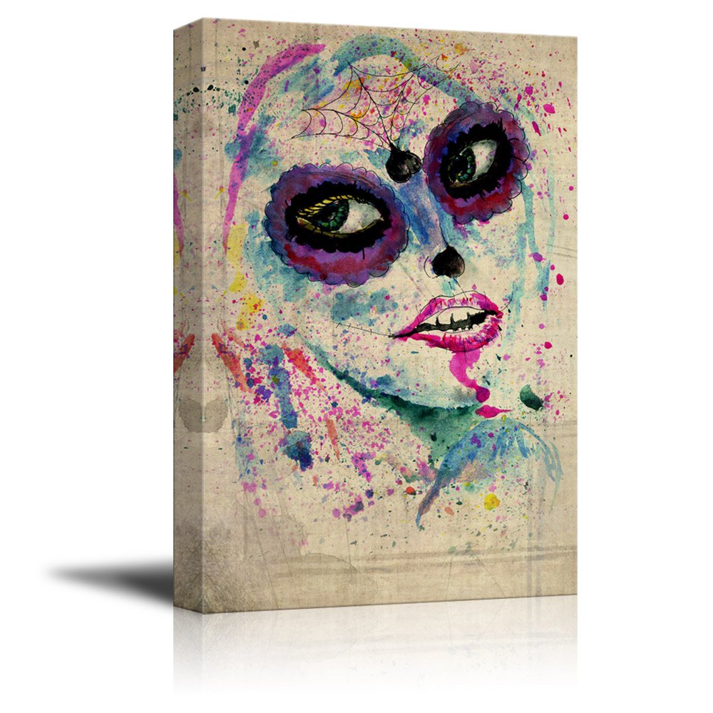 Wall26 - Canvas Print Wall Art - Day Of The Dead (Dia De Los Muertos) Themed Art Sugar Skull Makeup - Gallery Wrap Modern Home A