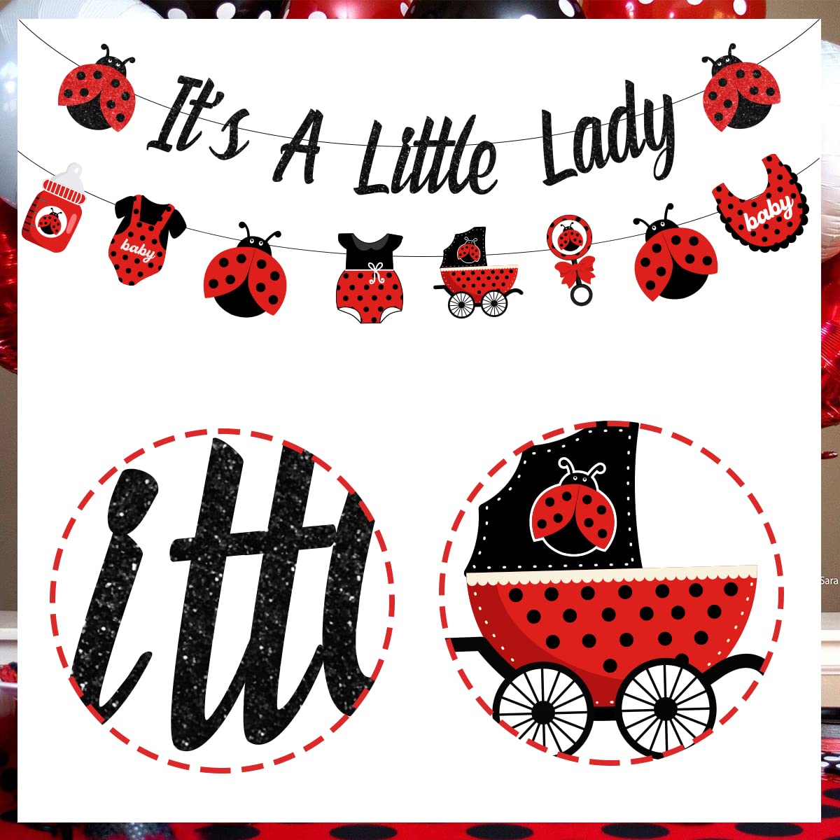 Cheereveal Ladybug Baby Shower Decorations Lady Beetles Gender Reveal Its A Little Lady Banner Ladybug Garland Red And Black Par