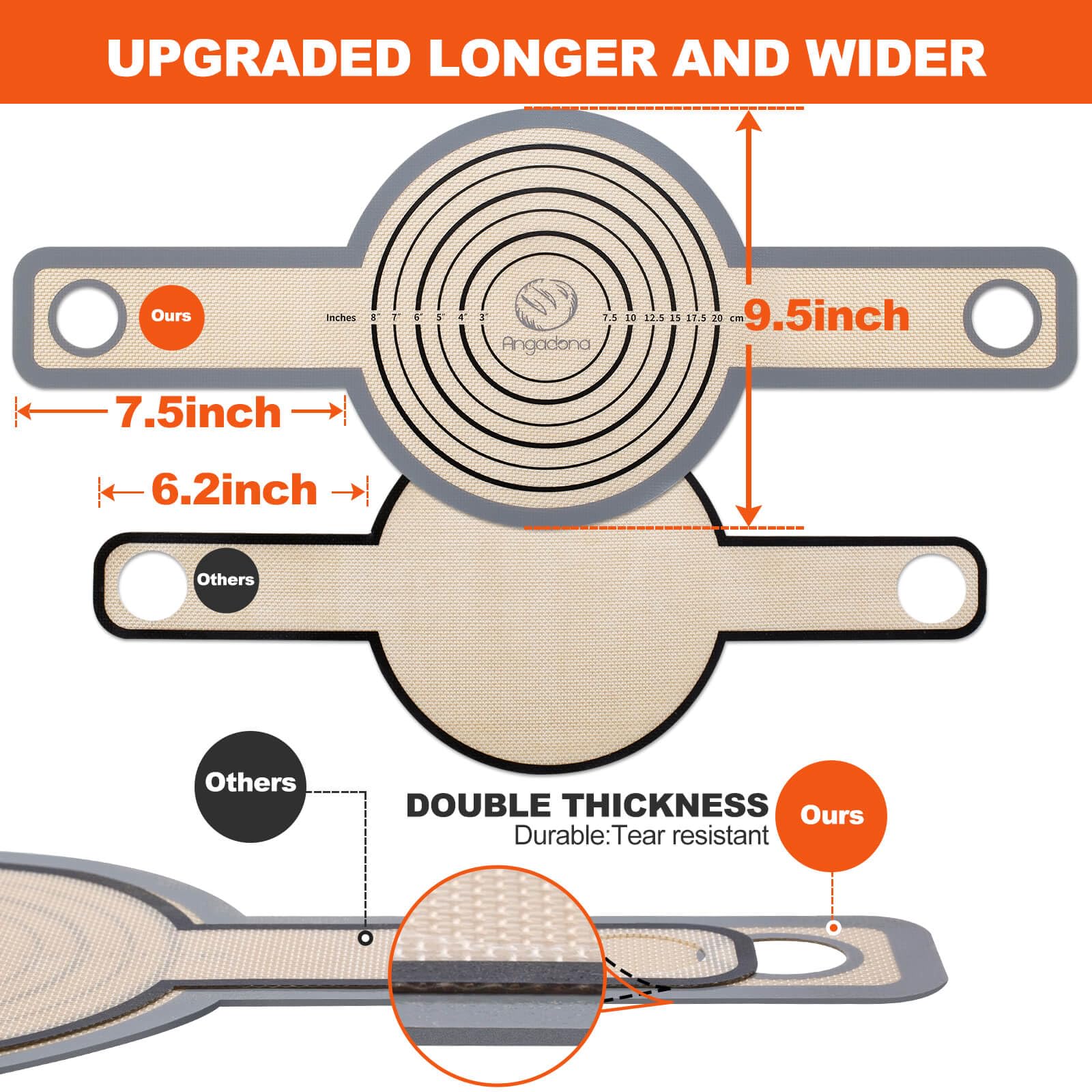 Large Silicone Bread Sling Dutch Oven - 9.5 Inch Non-Stick & Easy Clean Reusable Silicone Bread Baking Mat. With Extra Long Hand