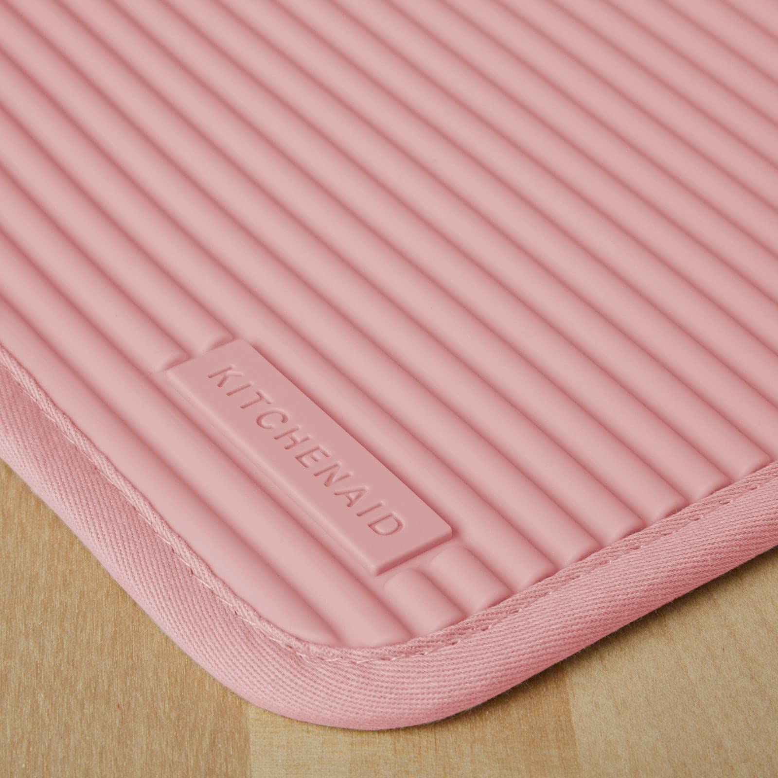 Kitchenaid Ribbed Soft Silicone Pot Holder Set, Dried Rose, 7''X9''