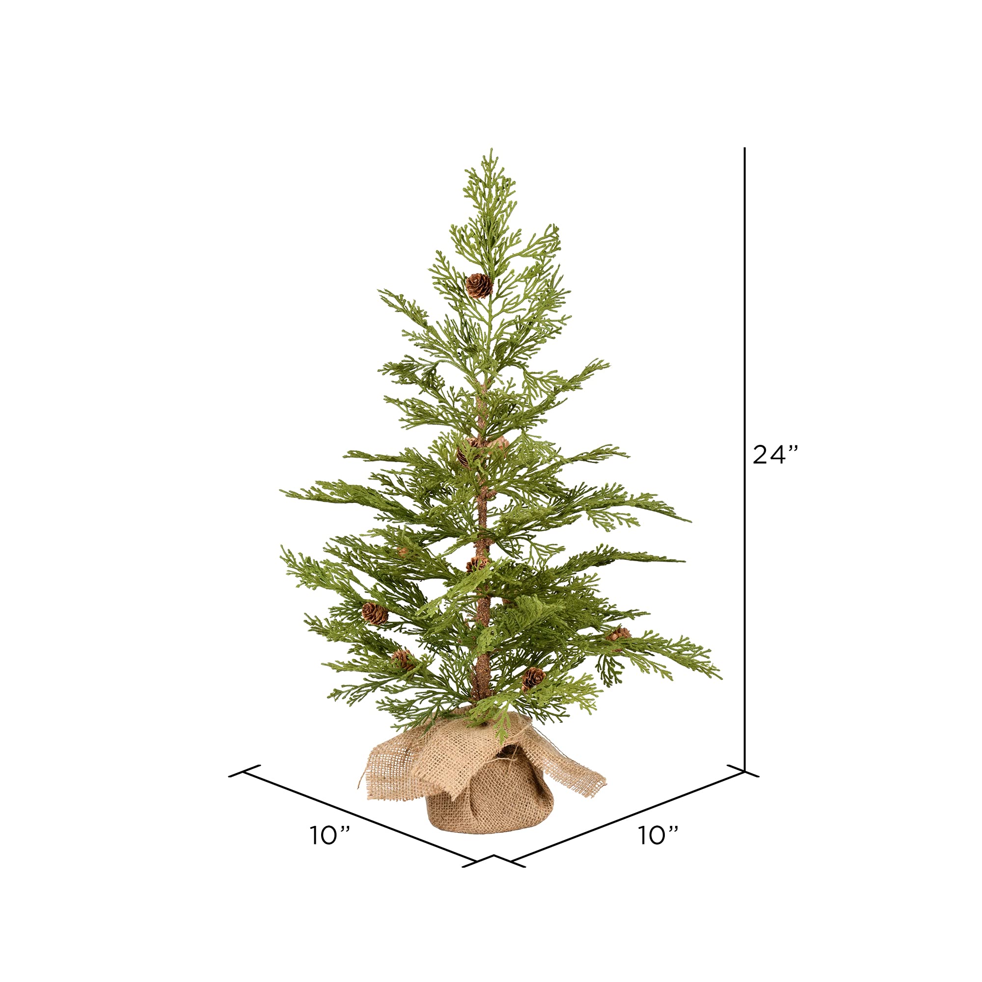 Vickerman 24 Cedar Pine Artificial Christmas Tree, Unlit - Faux Table Top Christmas Tree - Seasonal Indoor Home Decor