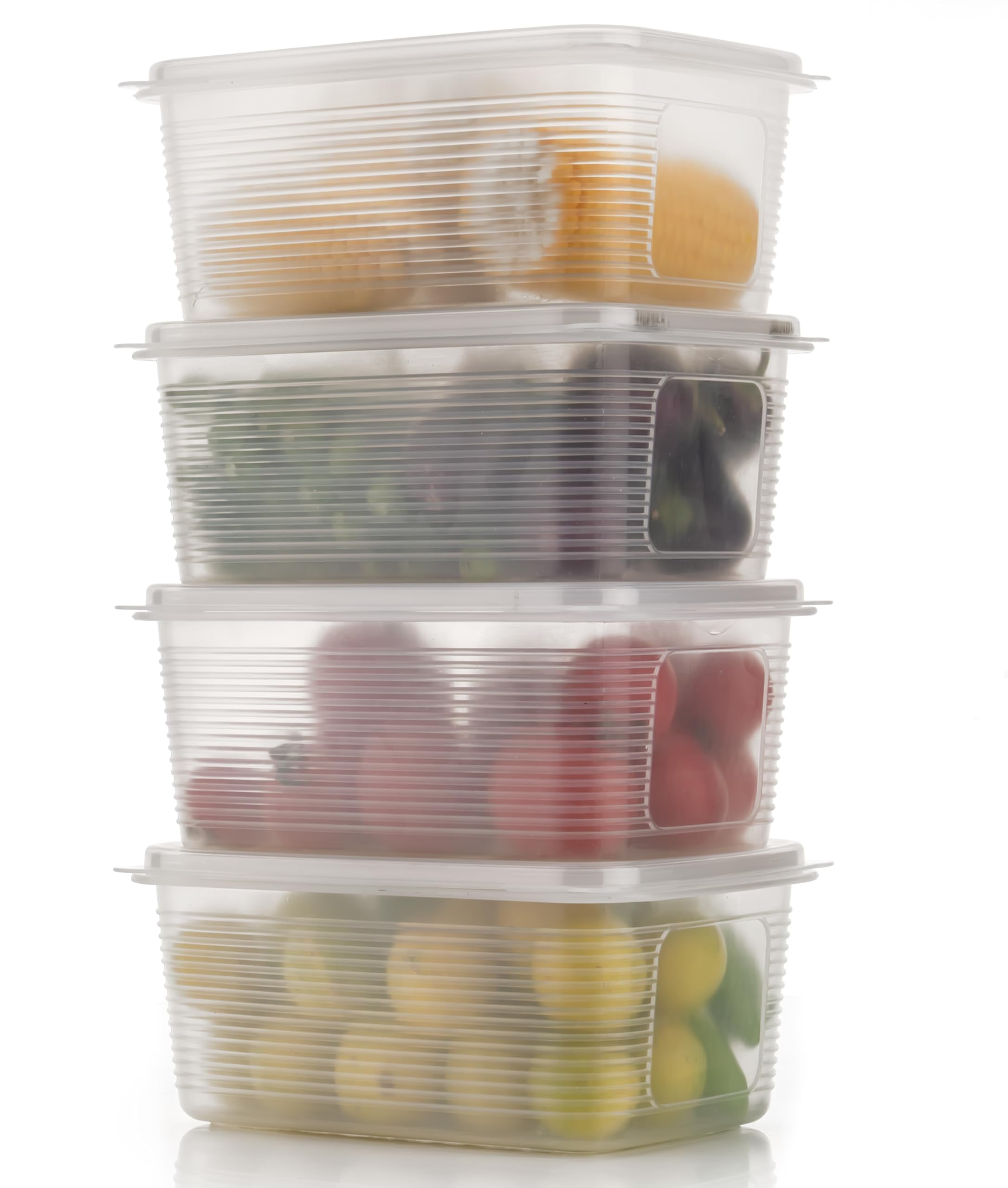 Clazkit Fruit Storage Containers For Fridge 4 Pack  Fruit Fresh Keeper Containers With Lids, Bins BpaFree Plastic For Veggie B