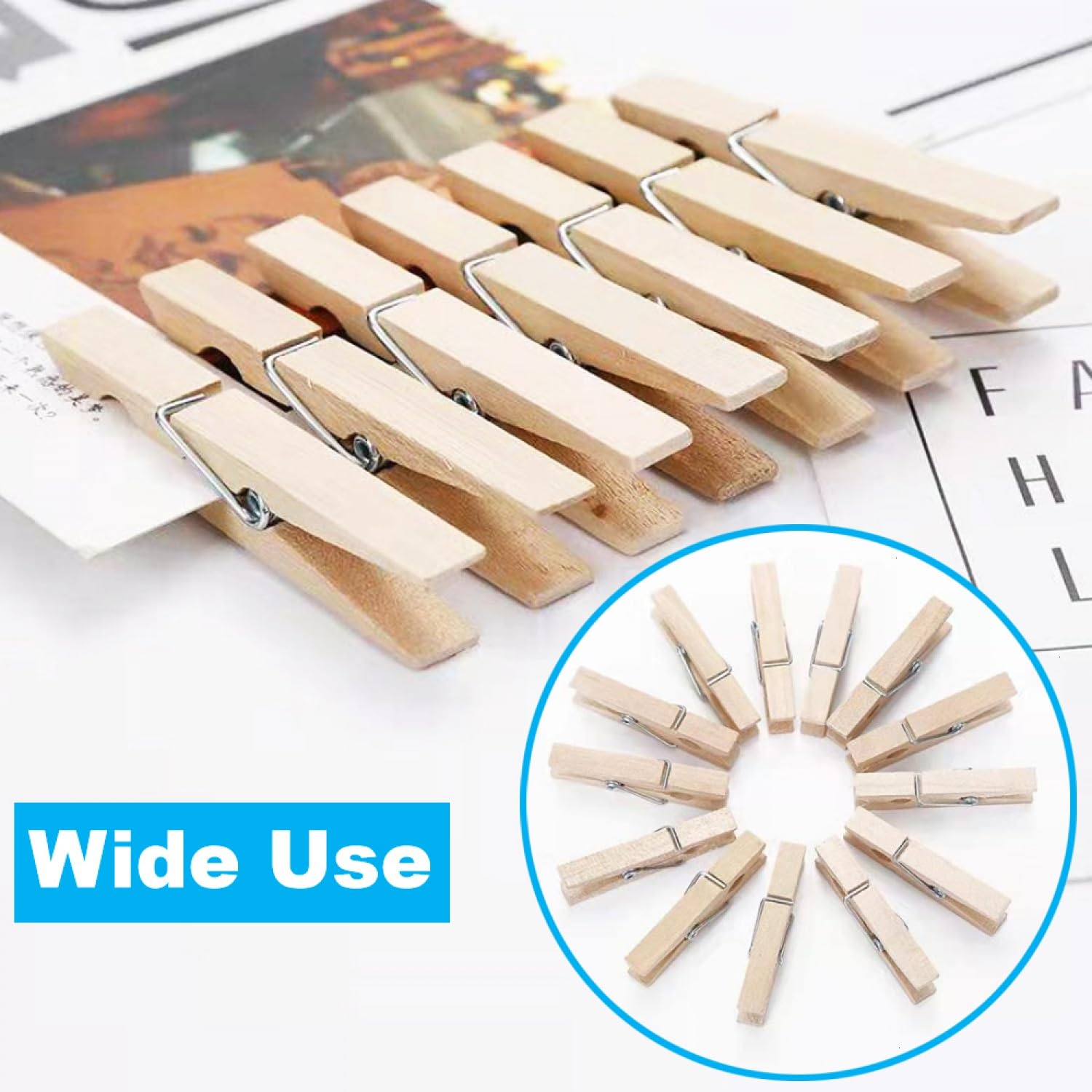 Senseyo 100 Pcs 2.9 Inch Wooden Clothespins Clips For Hanging Clothes, Craft, Home