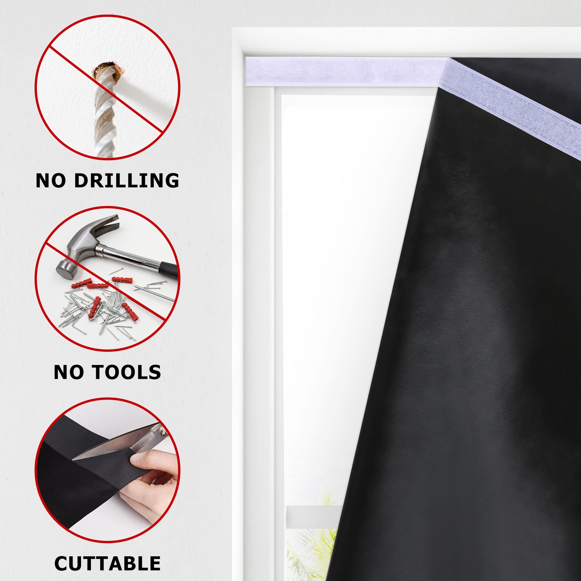 LazBlinds Black 100% Blackout Roller Shades, Cordless, Thermal Insulated, 36''W x 72''H