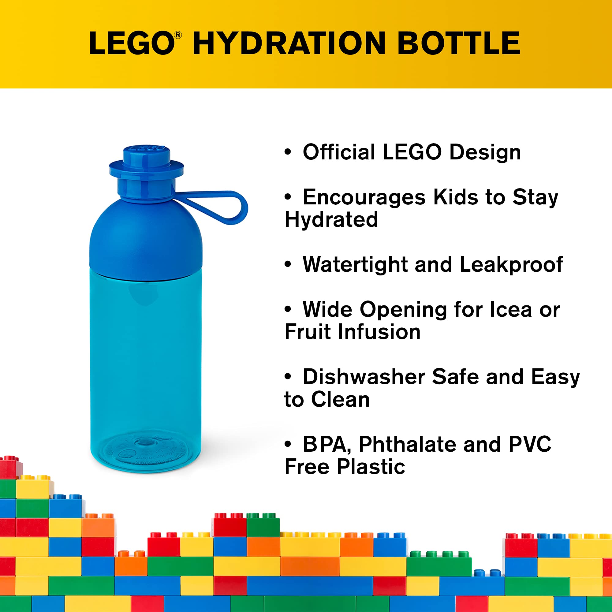 Room Copenhagen Lego Iconic Hydration Bottle, 17 Oz, Bright Blue