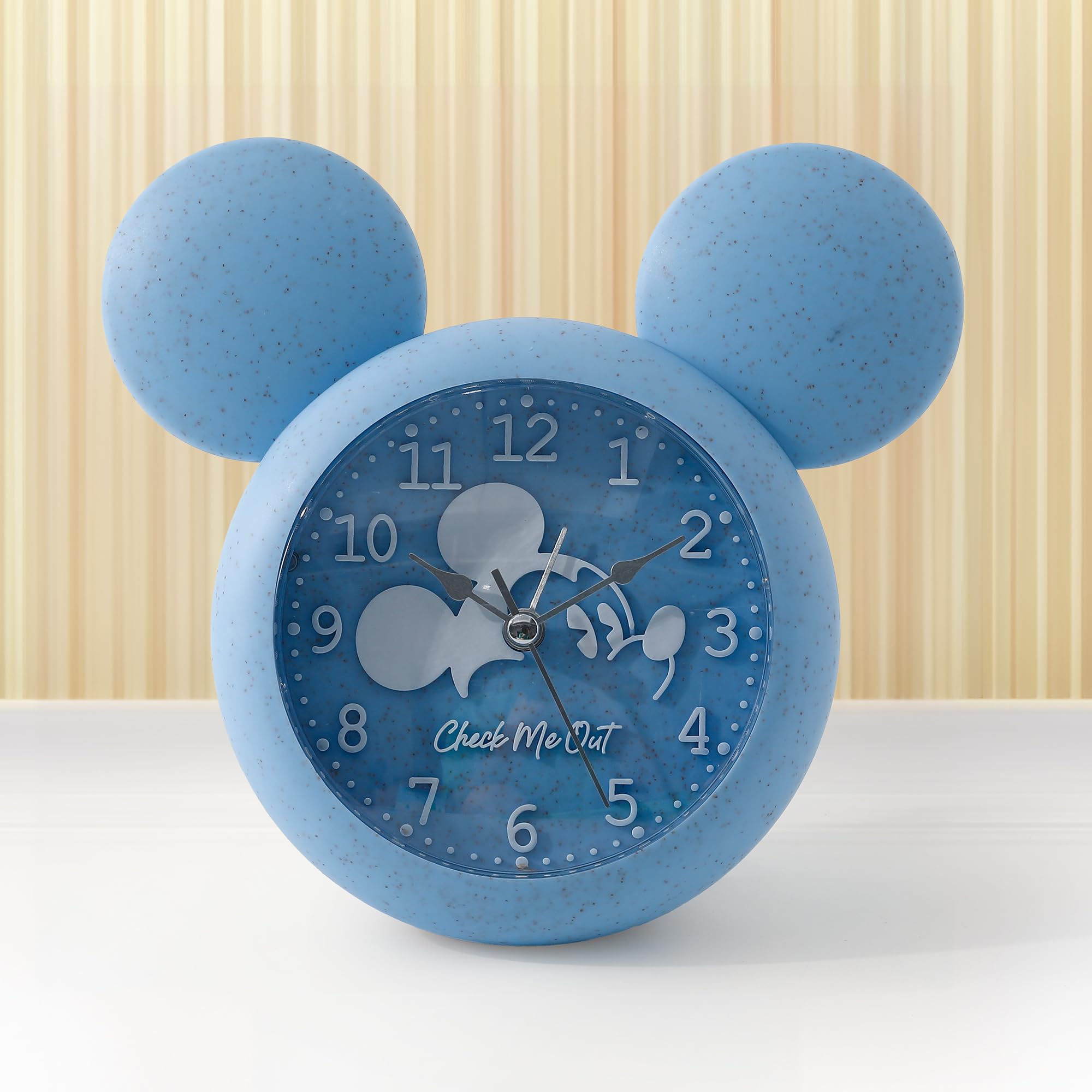 The Better Home Mickey Mouse Shaped Analog Alarm Clock (15Cm) For Students, Heavy Sleepers, Kids - Blue Table Clock For Bedroom 