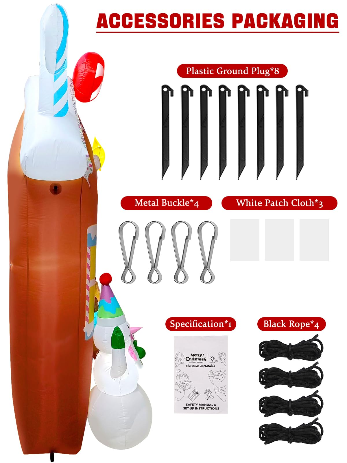 Lanstics 10FT Christmas Inflatables Arch for Outdoor Decoration, Xmas Gingerbread Man Snowman Blow Up Yard Decorations with Buil