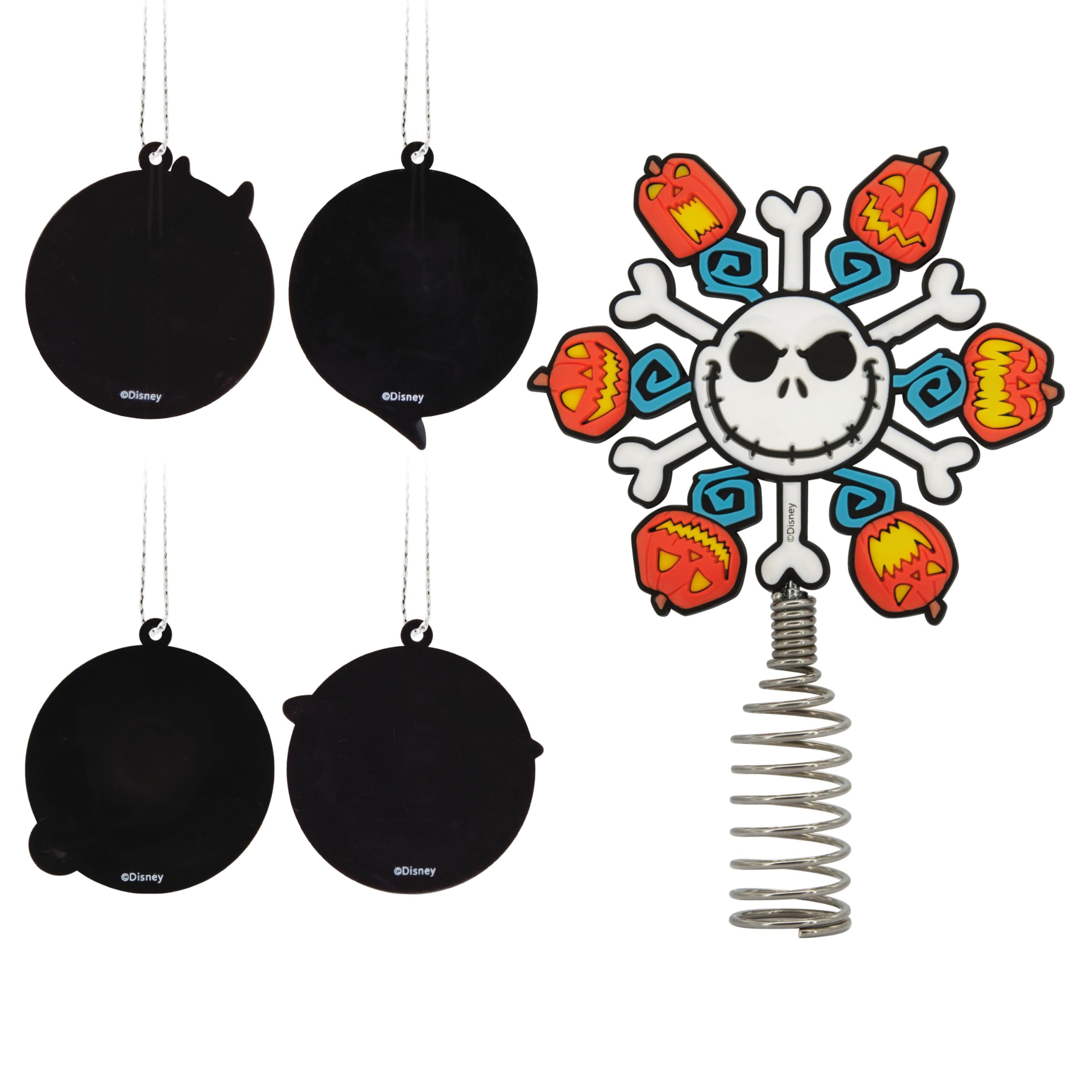 Hallmark Disney Tim Burtons Nightmare Before Christmas 5 Miniature Christmas Tree Topper and Mini Ornaments, Set of 5, Shatterp