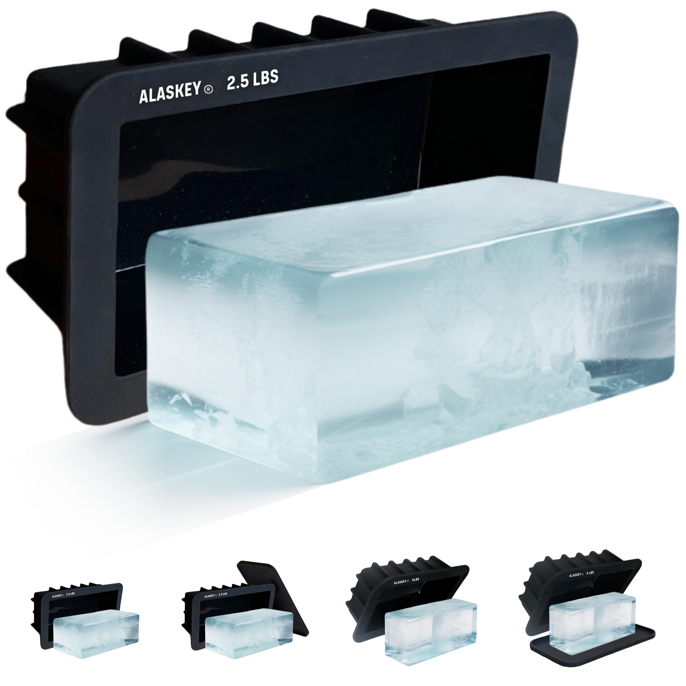 Alaskey Extra Large Ice Block Mold (Single) - Shape 2.5 Lbs Ice Bricks - Professional Silicone Mold For Crafting Giant Ice Cubes