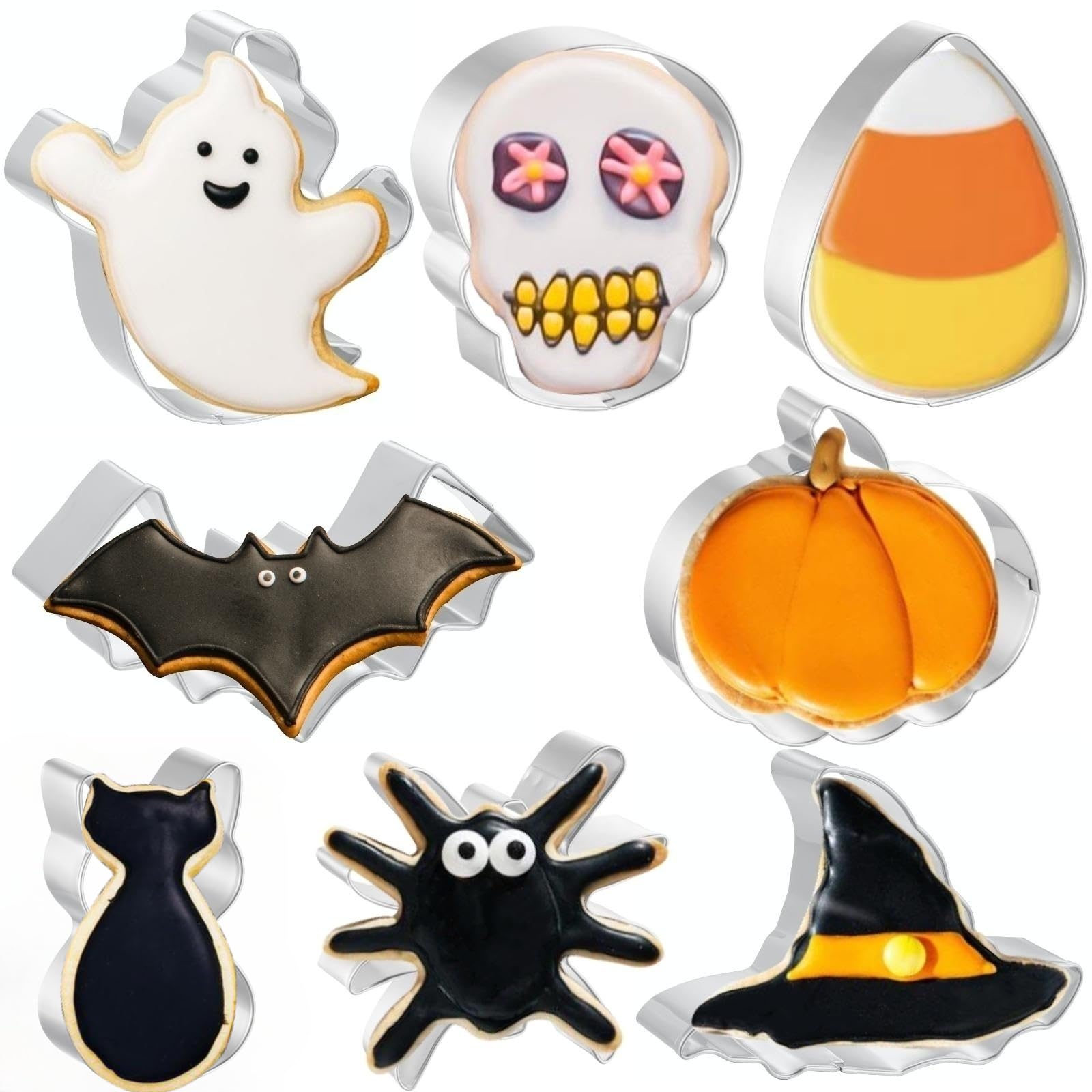 Job Jol Cookie Cutters 8 Pcs, Halloween Cookie Cutters, 3'' To 3.6''