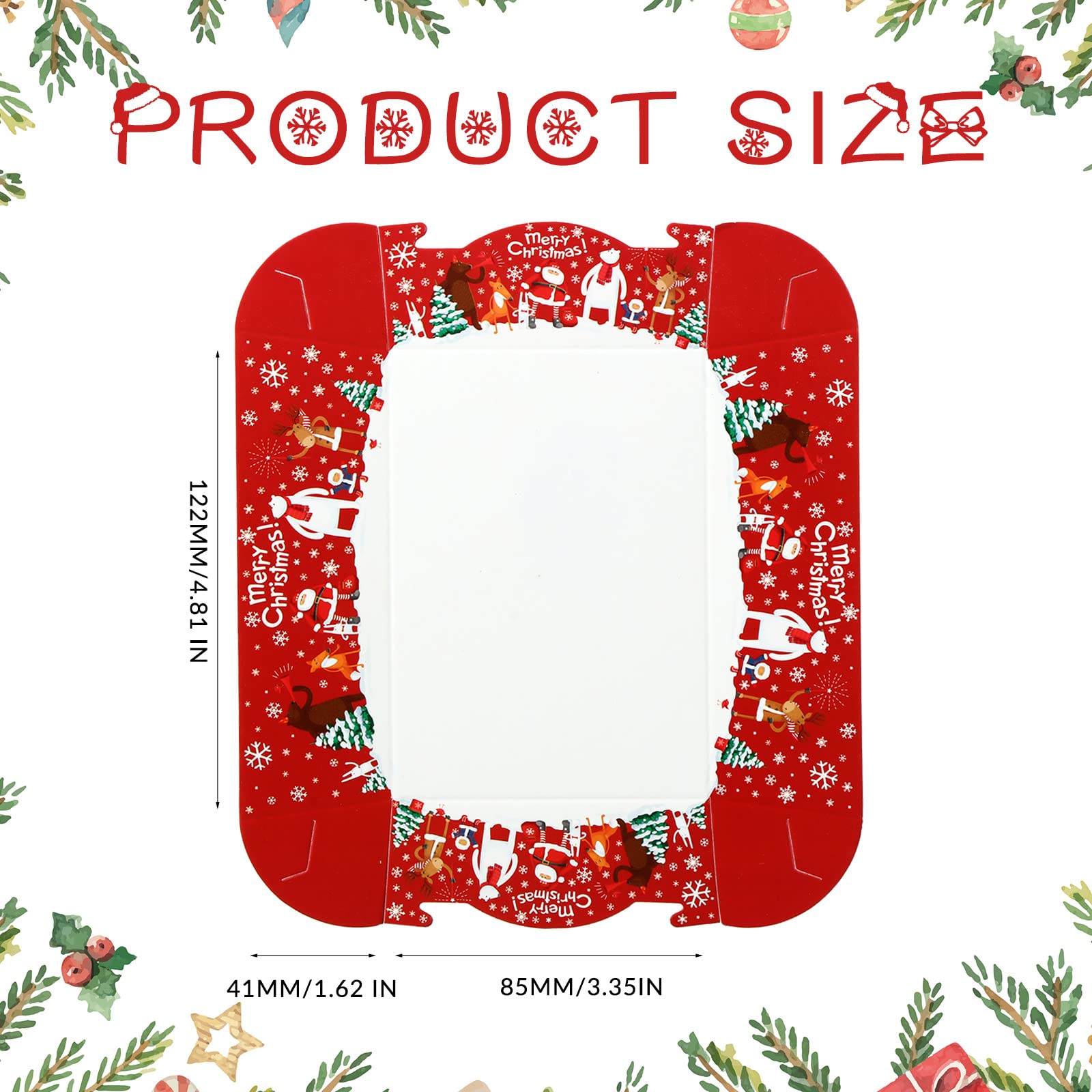 Cunhill 60 Pack Christmas Party Supplies Christmas Plates Paper Serving Tray Paper Food Boats Food Tray For Concession, Condimen