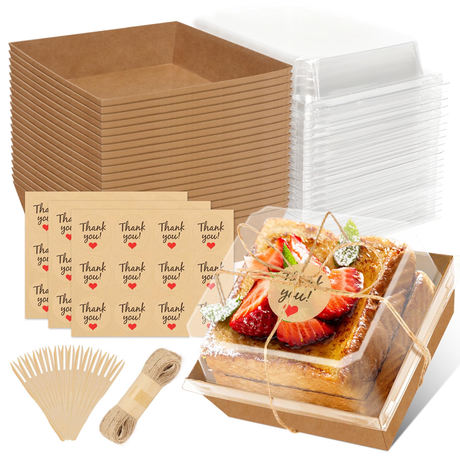 ZYFOTZUN 24 Pack Small Charcuterie Boxes with Clear Lids, Paper Mini Charcuterie Box To Go, Disposable Food Container with Lid, 