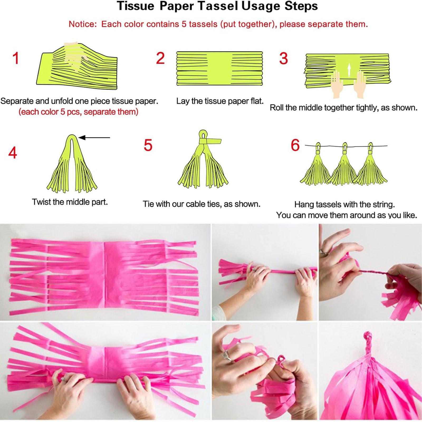 We Moment Gender Reveal Tissue Paper Tassel Banner for Wedding,Birthday,Baby Shower Party Decorations,DIY Kits,Pink,Blue,Silver,