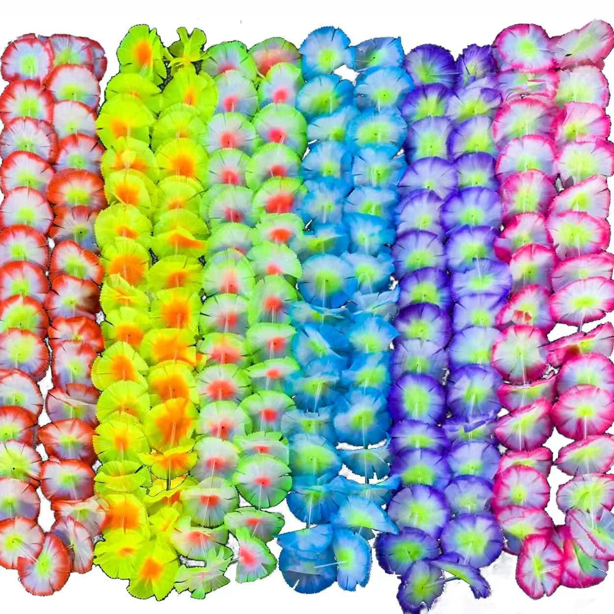 100Pcs Soft Necklaces Hawaiian Leis Luau Partyecorations Tropical Party Favors Lei Hawaiian Flower Perfect For Your Hawaii Luaus