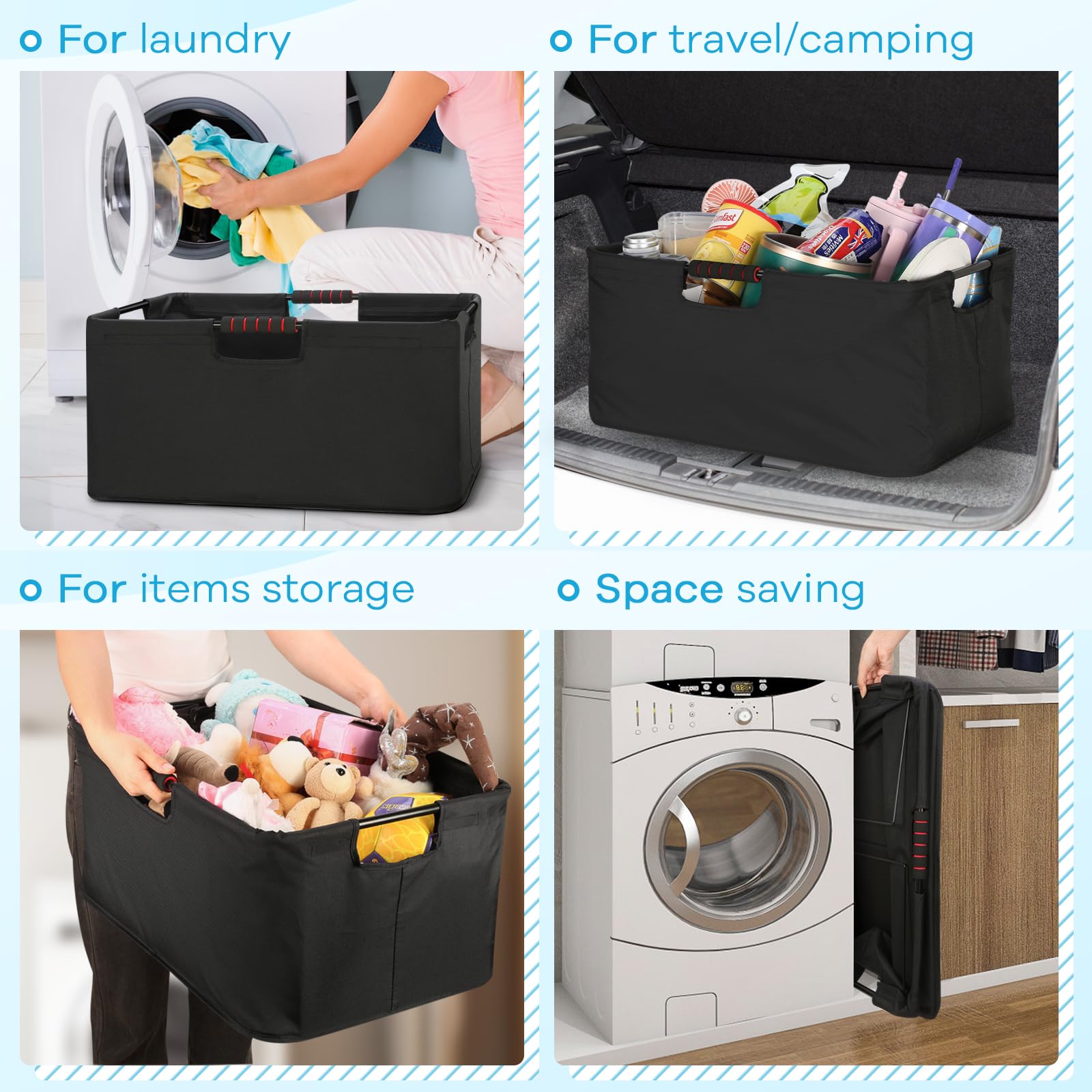 Large Laundry Basket With Handle 2 Pack, Laundry Room Organization, 64L Freestanding Laundry Hamper For Family, Waterproof Folda
