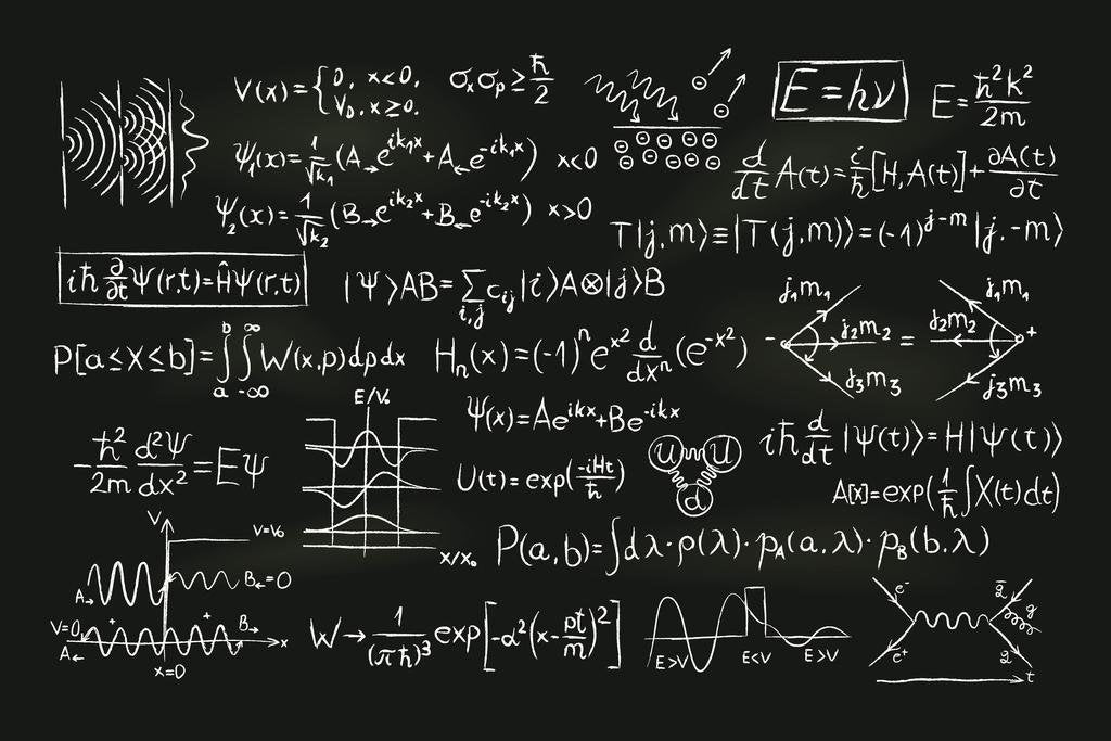 Quantum Physics Formula Blackboard Illustration Art Print Laminated Dry Erase Sign Poster 36X24