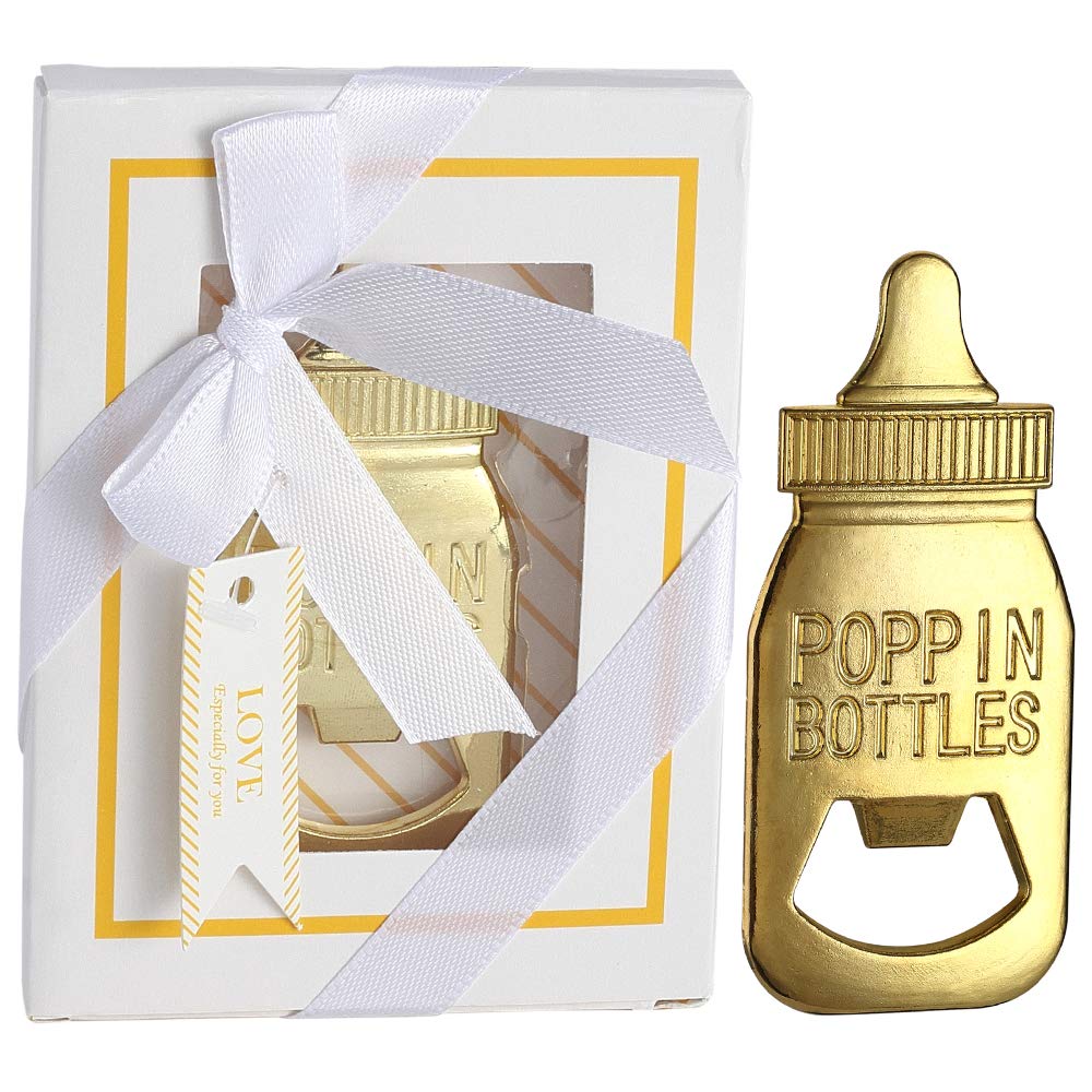 YFS 6 Pcs White Bottle Opener Baby Shower Return Gifts for Guest, Rose Gold Feeding Bottle Opener Wedding Favors,Super cute Part