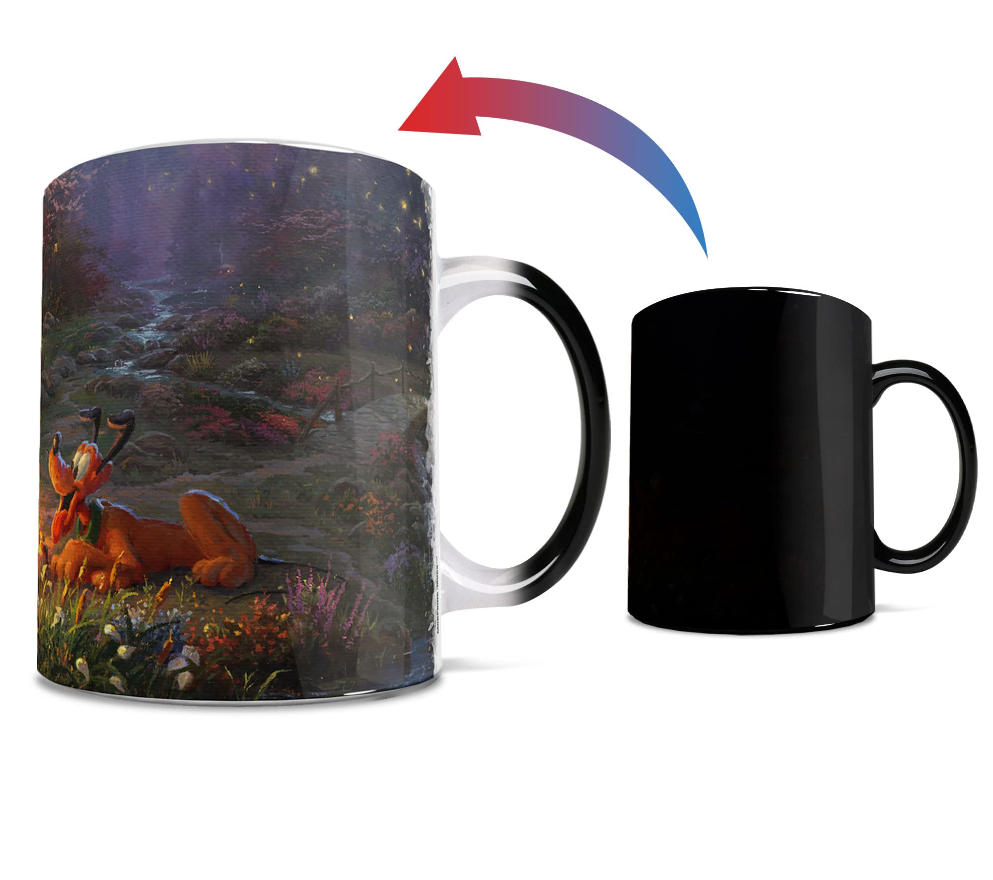 Morphing Mugs Disney - Mickey and Minnie Mouse - Campfire - Thomas Kinkade - One 11 oz Color Changing Heat Sensitive Ceramic Mug - Image Revealed When HOT Liquid Is Added!