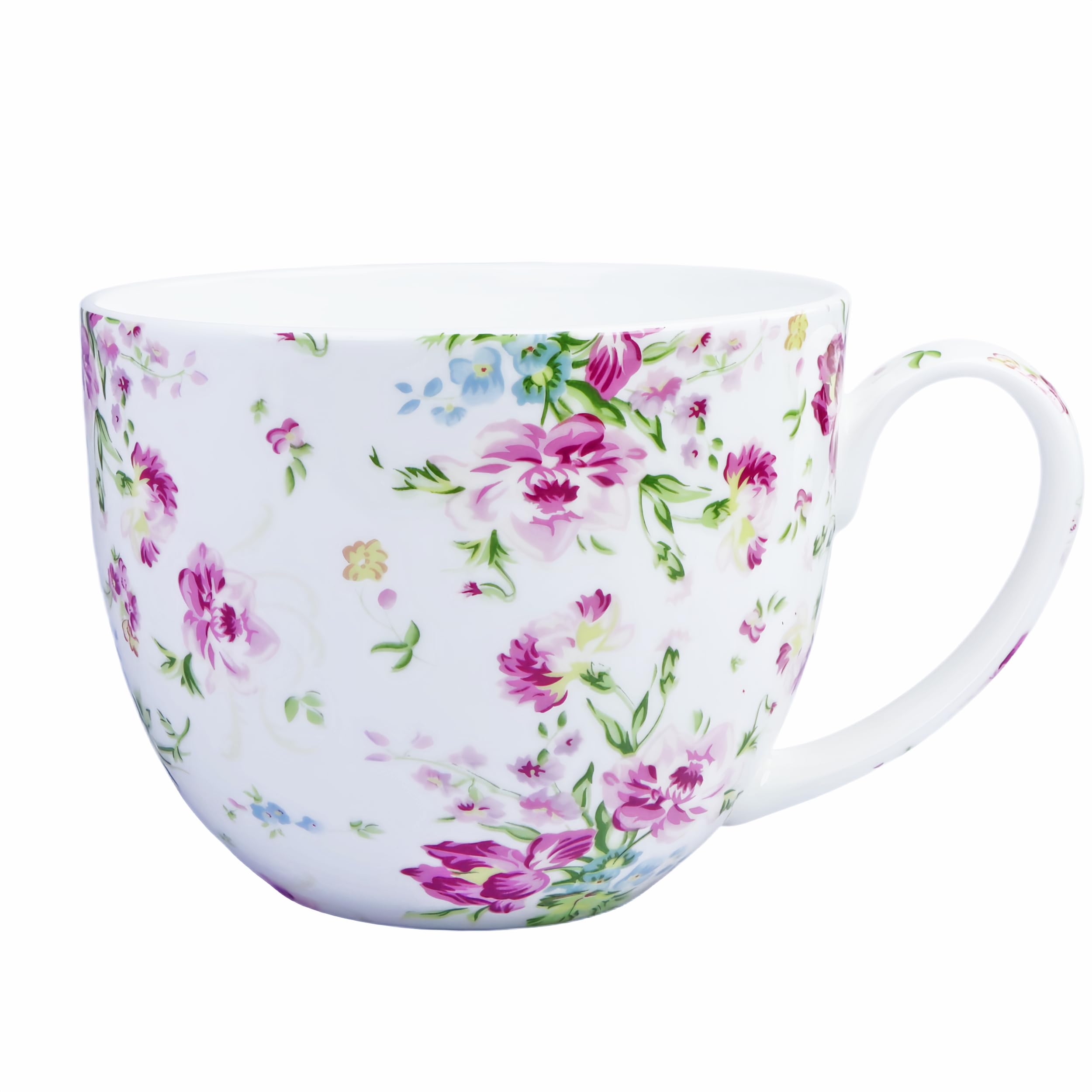 20oz Cute Bone China Coffee Mug,Blooming Floral Design Teacup for Women Mom