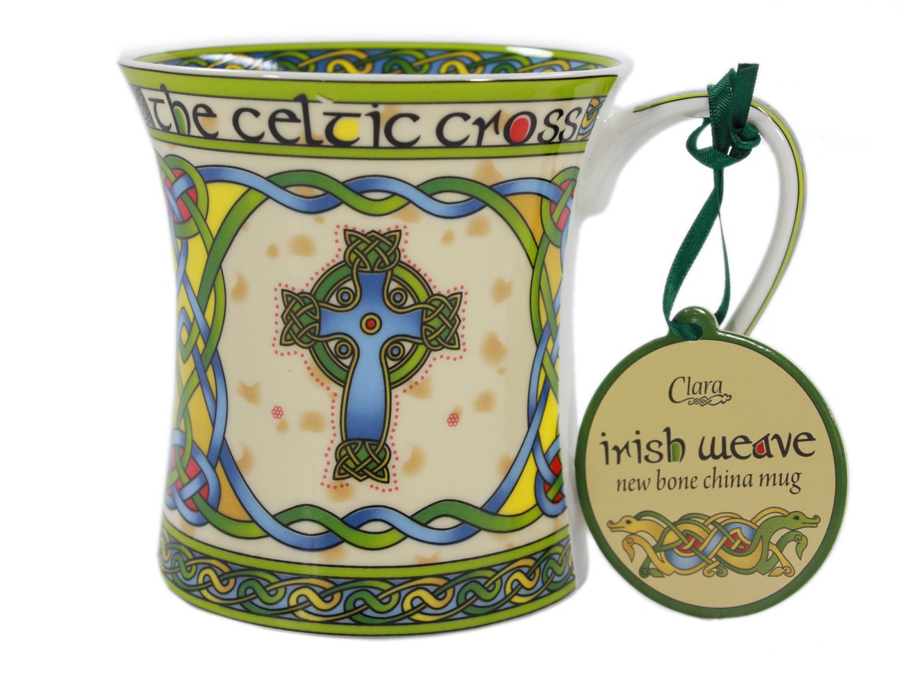Royal Tara Irish Mug with Celtic Cross and Celtic Knots  New Bone China 325 ml/11 fl oz (Single)