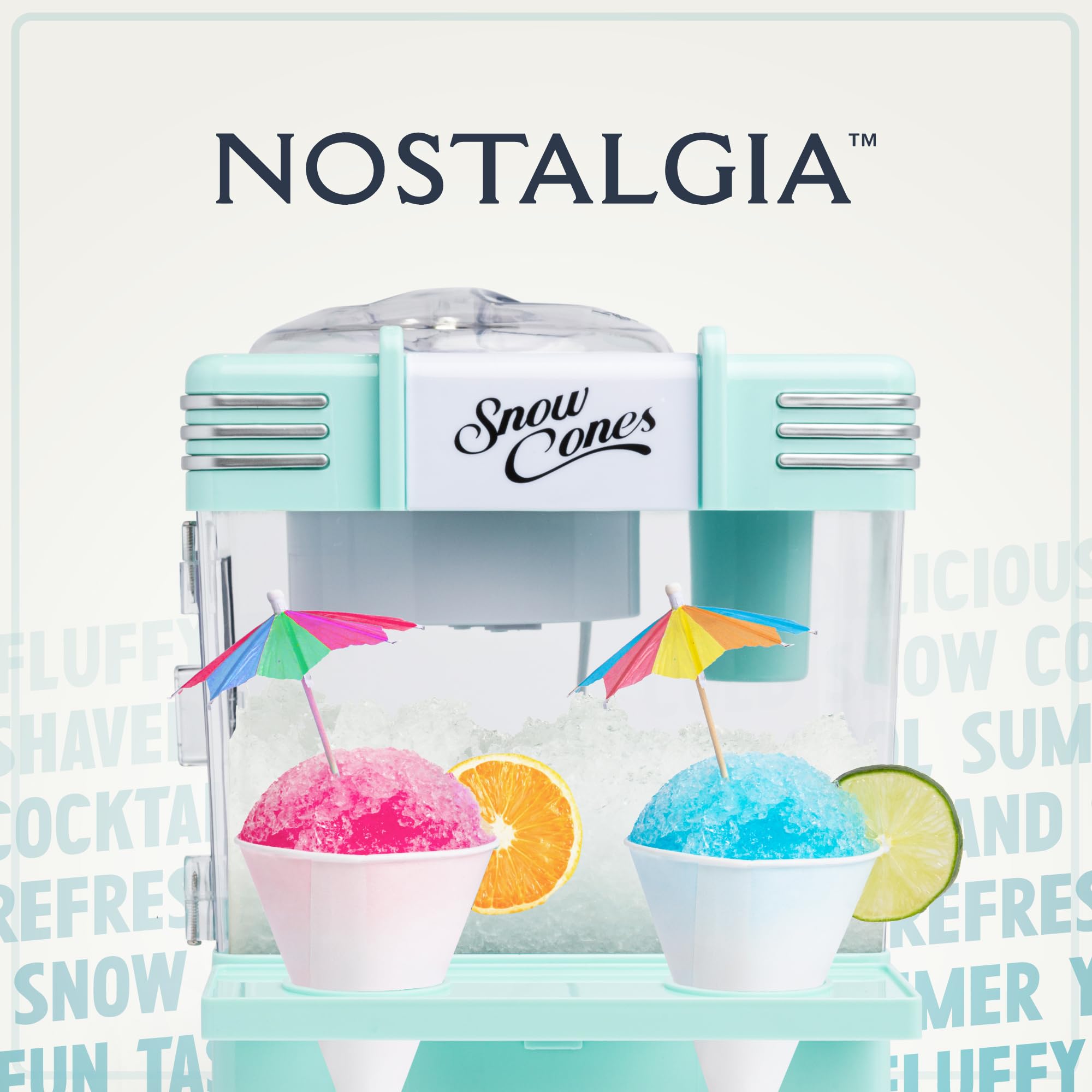 Nostalgia Snow Cone Shaved Ice Machine - Retro Table-Top Slushie Machine Makes 20 Icy Treats - Includes 2 Reusable Plastic Cups