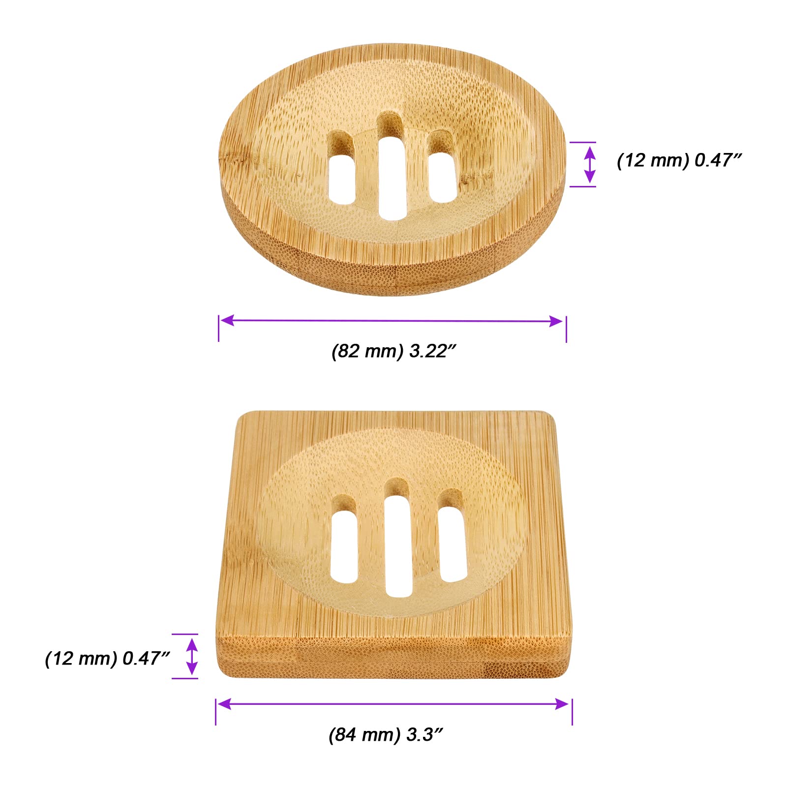 Japchet 8 Pack Bamboo Soap Dish, Natural Wooden Soap Holders Set, Square & Round Soap Holder Tray Bathroom Storage Soap Saver Fo