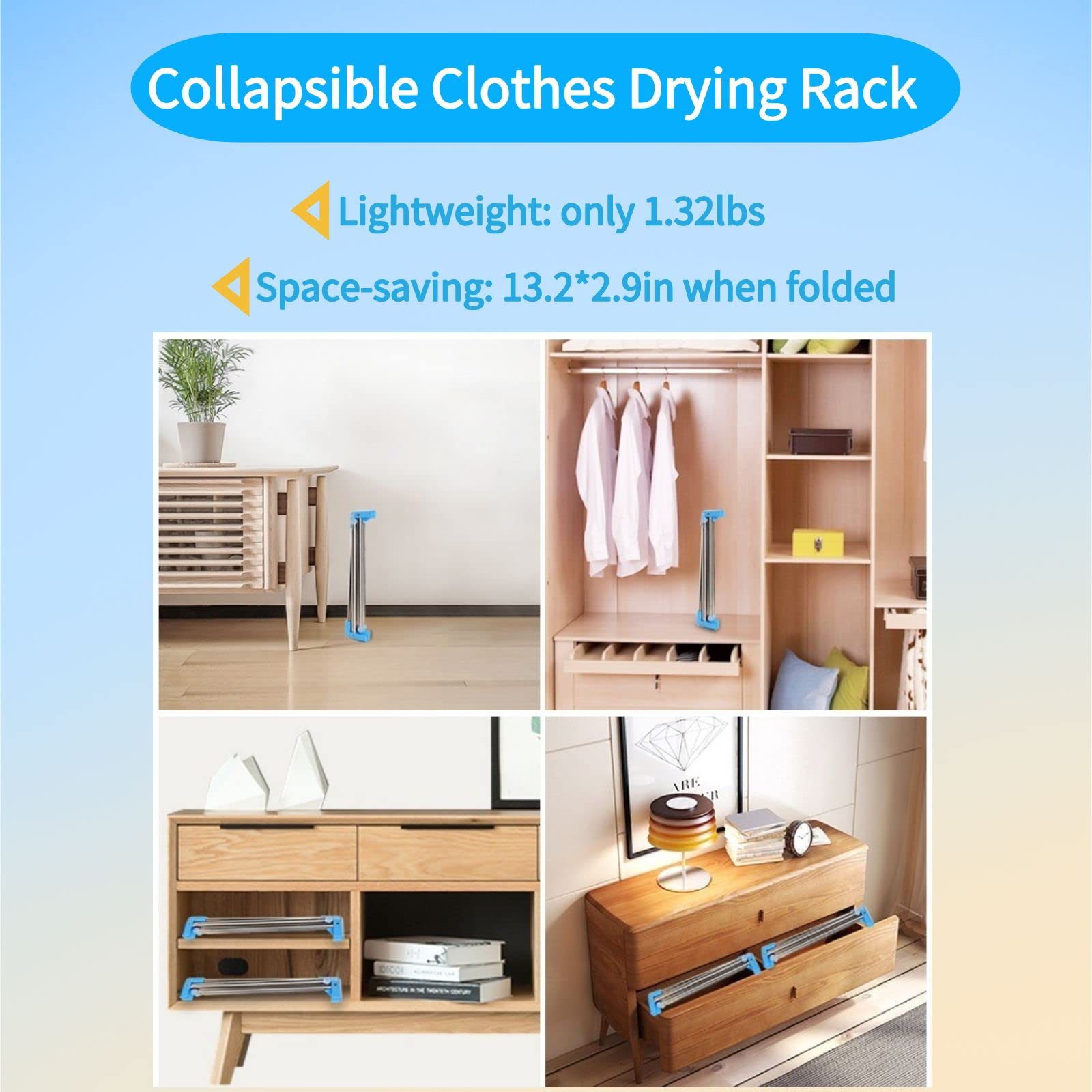 Portable Travel Garment Rack, Compact Stainless Steel Foldable Mini Drying Clothes Rack For Travel, Camping, Hotel Room, Laundry