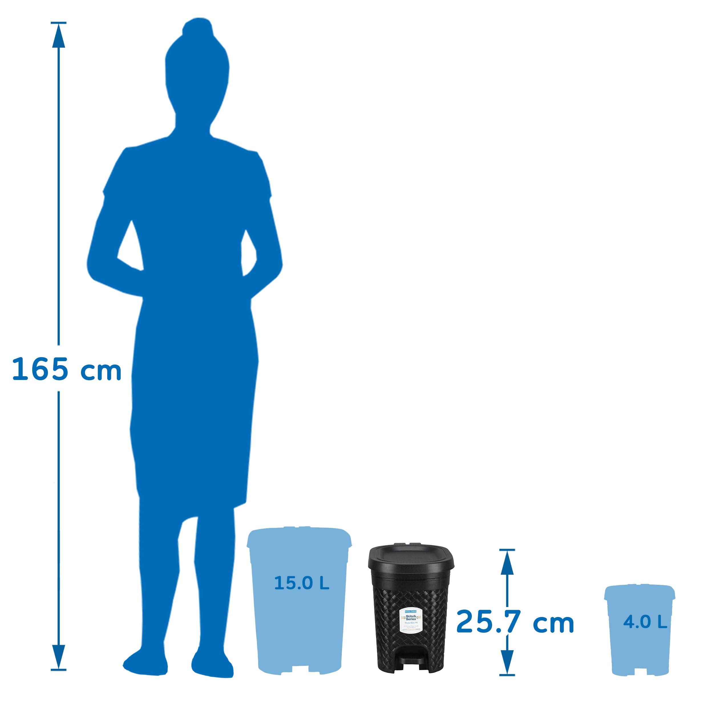 Kolorr Stitch 7 Liters Plastic Pedal Dustbin/Trash Can/Garbage Waste Bin With Lid For Home/Kitchen/Office/Bathroom & Washroom  B