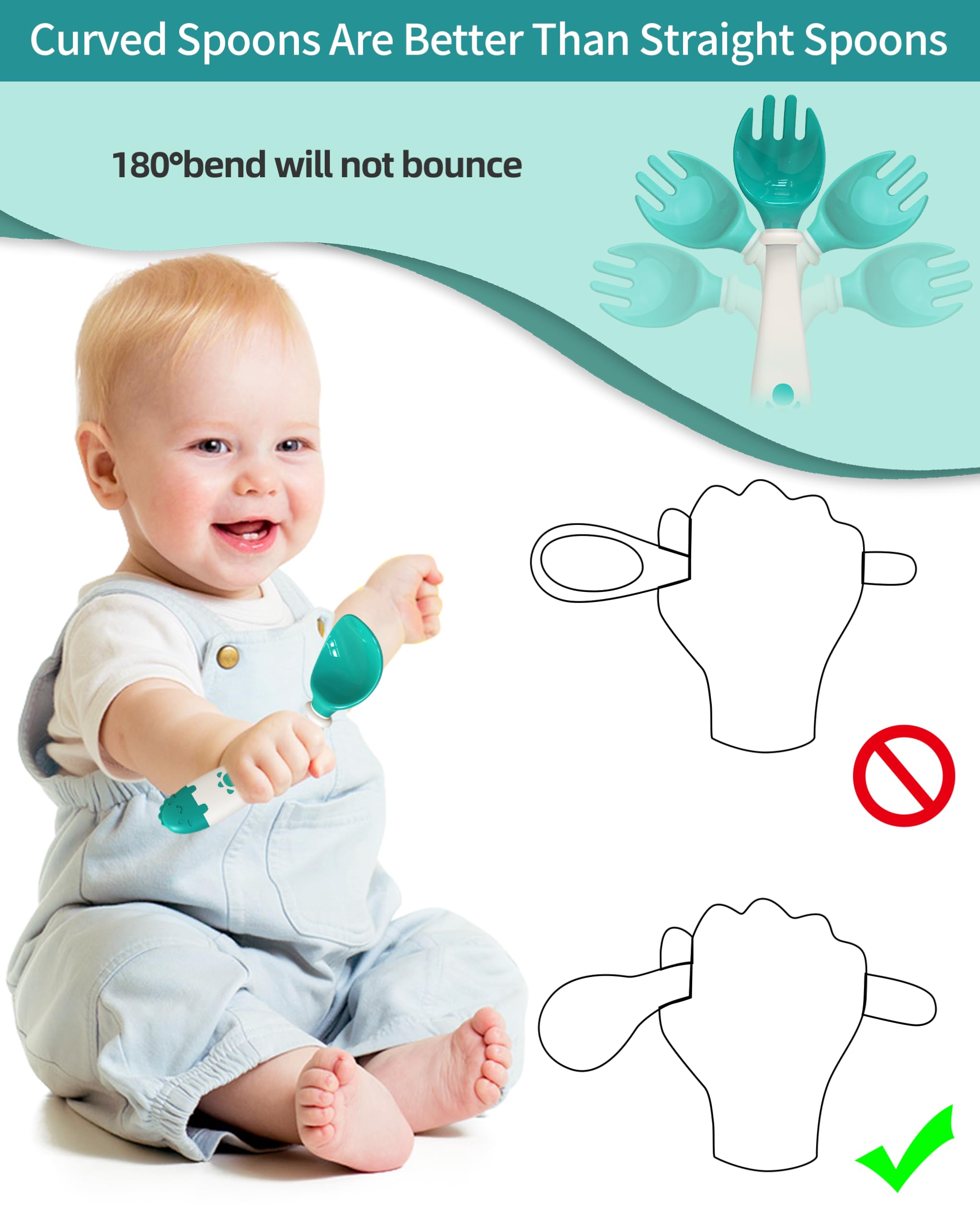 Deejoy Toddler Utensils with Travel Safe Case, Silicone Baby Spoons and Fork Set for Self Feeding, Toddlers Feeding Training Spo