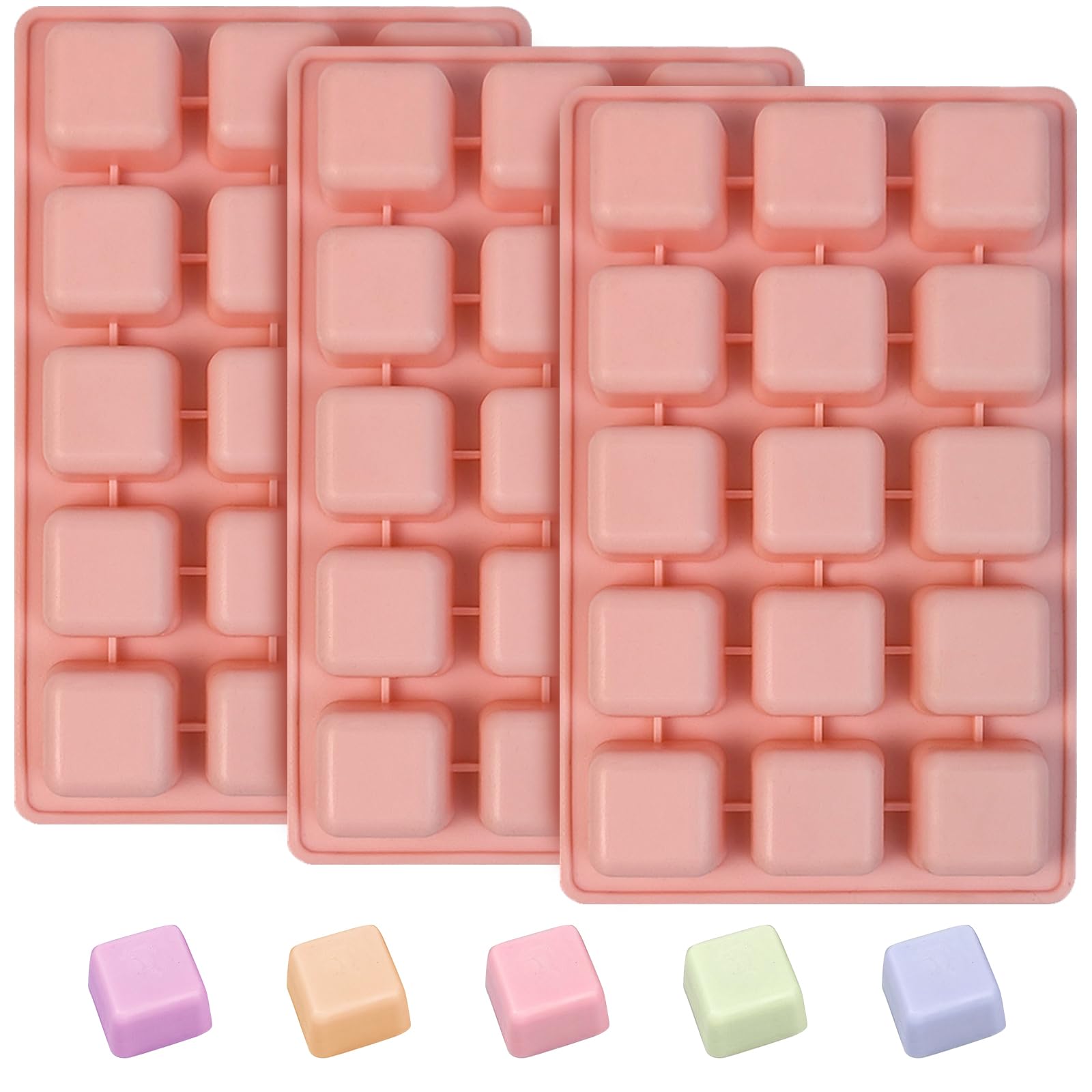EDUEE Square Chocolate Molds 3pcs Silicone Square Candy Mold 1 inch for Ice Cubes Caramel, Jello, Resin