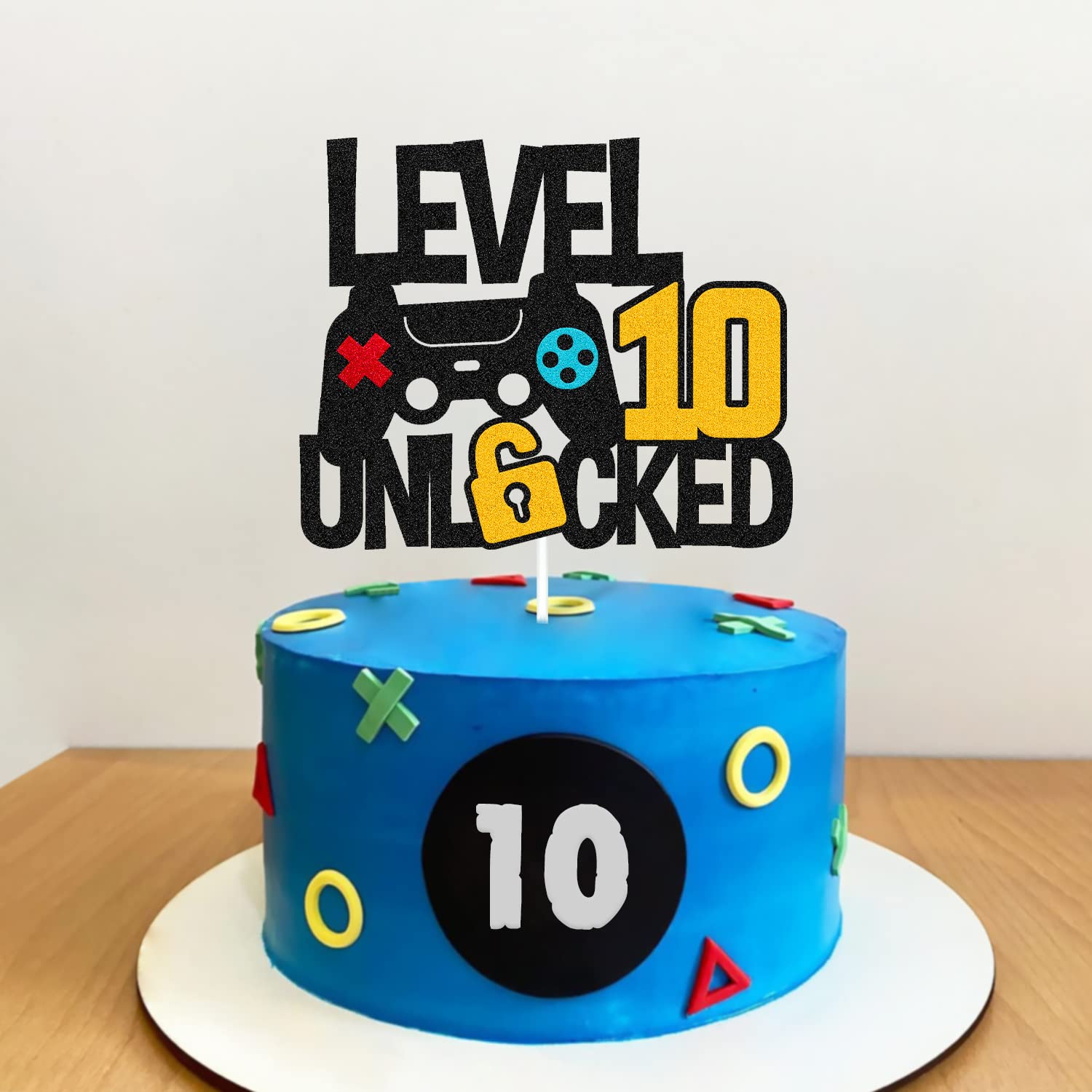 Level 10Th Unlocked Cake Topper Game Controller 10S Cake Decoration Happy 10 Birthday Cake Decor Video Play Game Movie Theme Boy