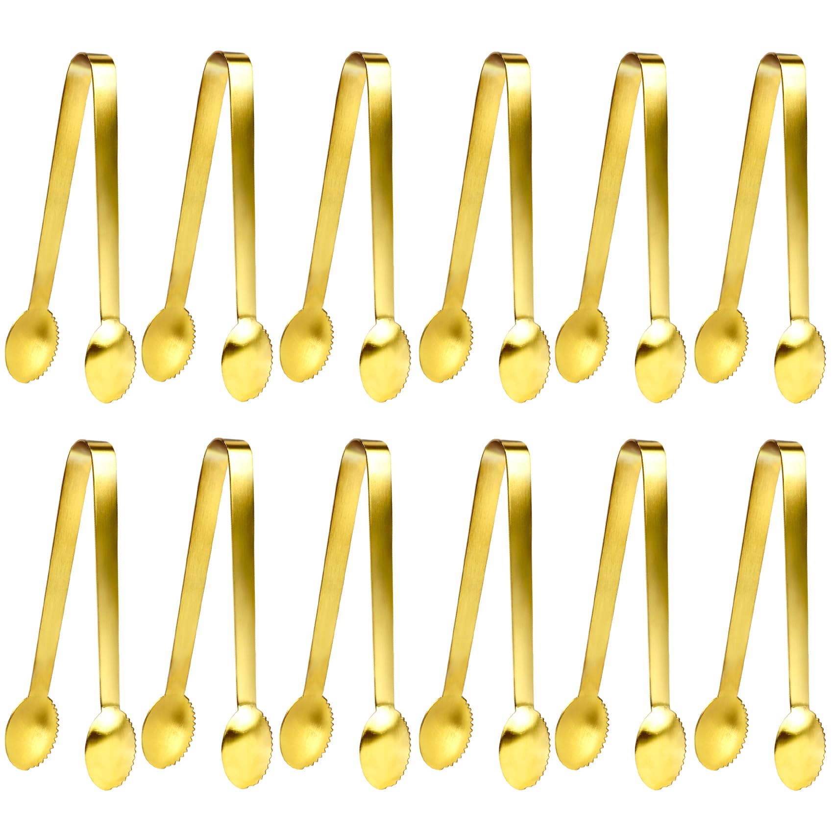 Jcren 12 Pcs Gold Tongs Serving Tongs Stainless Steel Tongs For Serving Food, Sugar Tongs Ice Tongs For Tea Party, Coffee, Appet