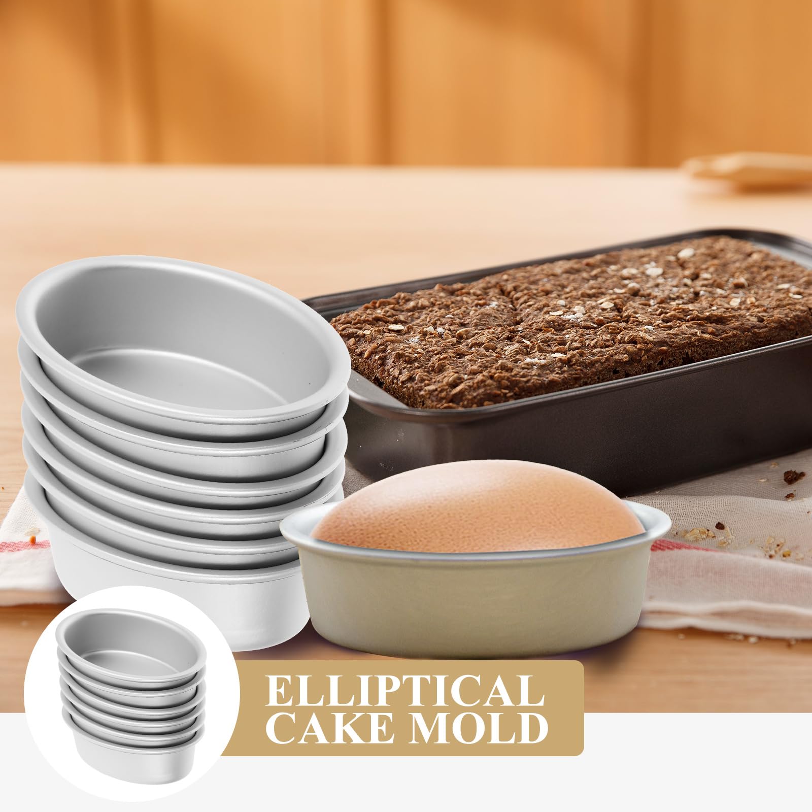 Luxshiny 10Pcs Mini Cheese Cake Mold Pan, Flan Mold, Oval Cake Pan Egg Pudding Mold Mini Tart Tins Baking For Baking Cooking Min