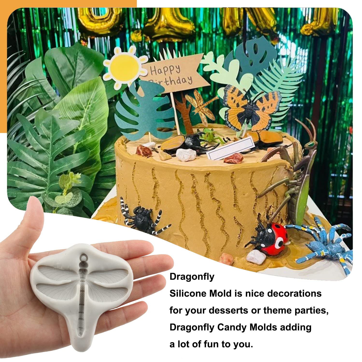 Sijiangmold Dragonfly Silicone Candy Chocolate Fondant Molds For Cake Decoration Cupcake Topper Chocolate Candy Resin Polymer Cl