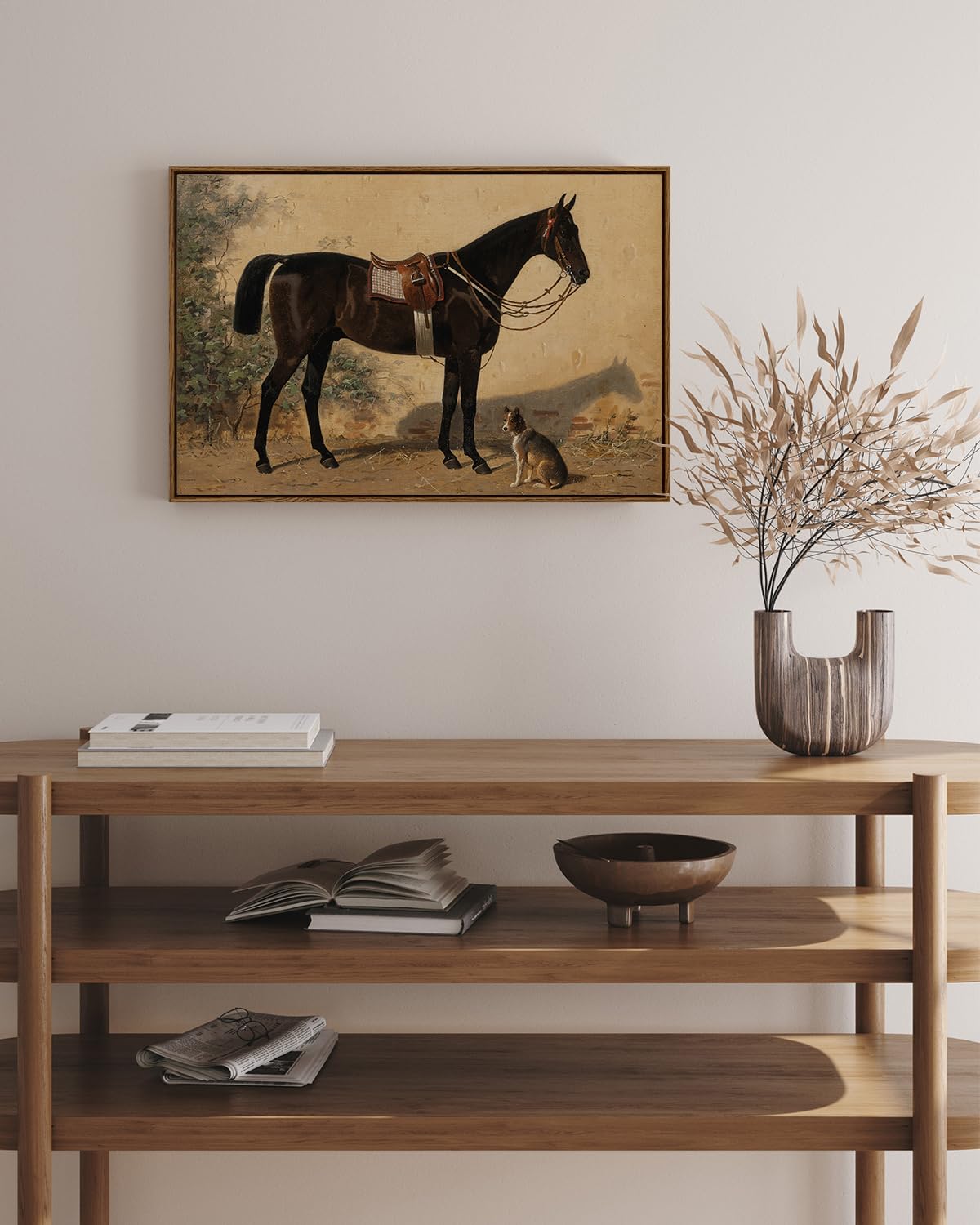 Arpeotcy Framed Canvas Horse Large Wall Art, Horse Art Print For Home Decor, Farmhouse Country Wall Decor For Living Room, Bathr