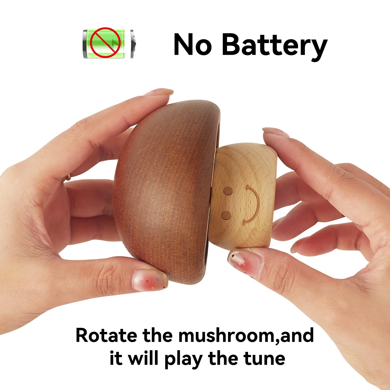Wood Wind Up Music Box Hed s Theme Cute Mushroom Mechanism mini Vintage Nice Musical Gifts for Women, Men, Kids,Boys Birthday, C
