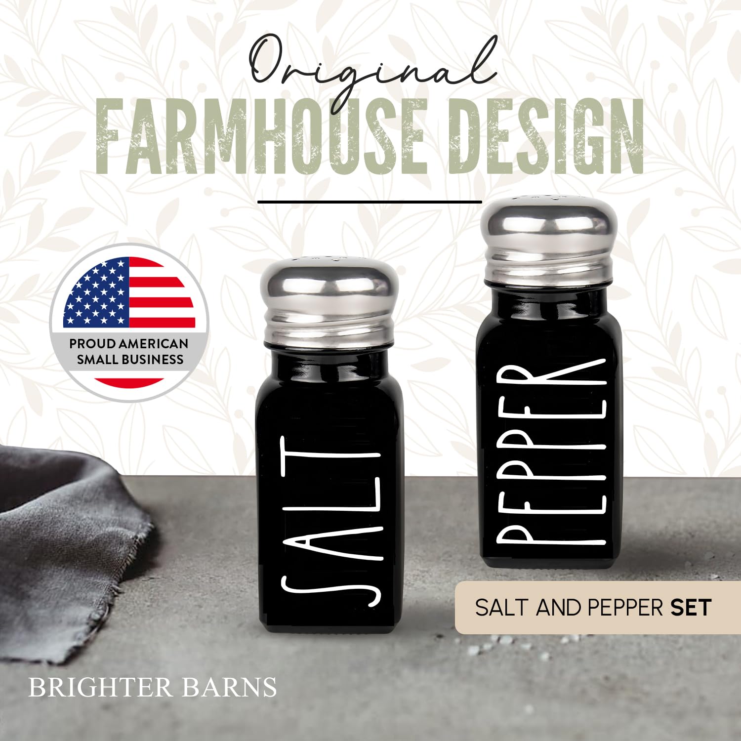 Black Salt And Pepper Shakers Set By Brighter Barns - Cute Black Kitchen Decor - Gothic Or Halloween Kitchen Decor -Farmhouse Gl