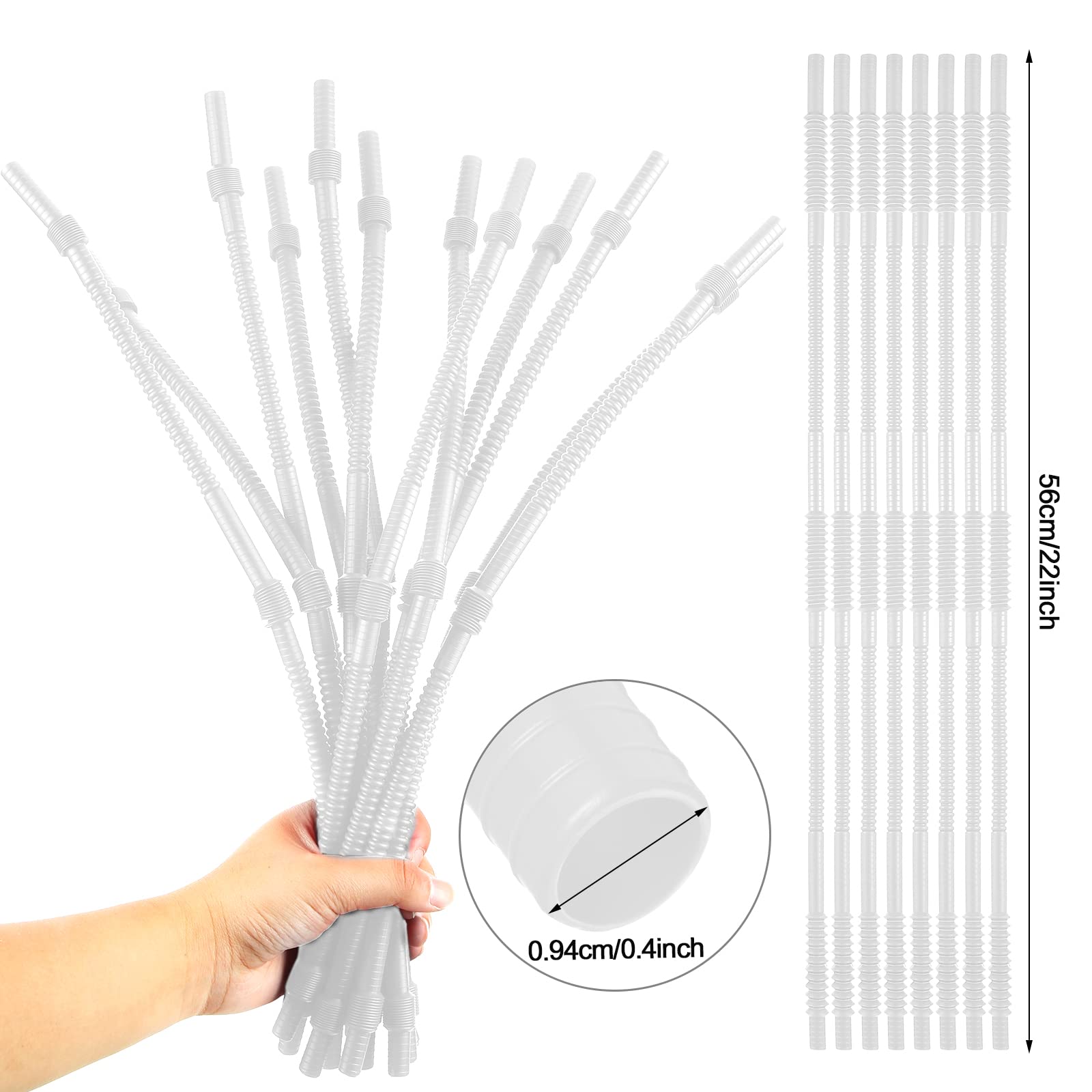 12 Pieces Flexible Drinking Straws Extra Long Plastic Straws for Camping Limited Mobility Situations Dishwasher (Clear  22 Inches)