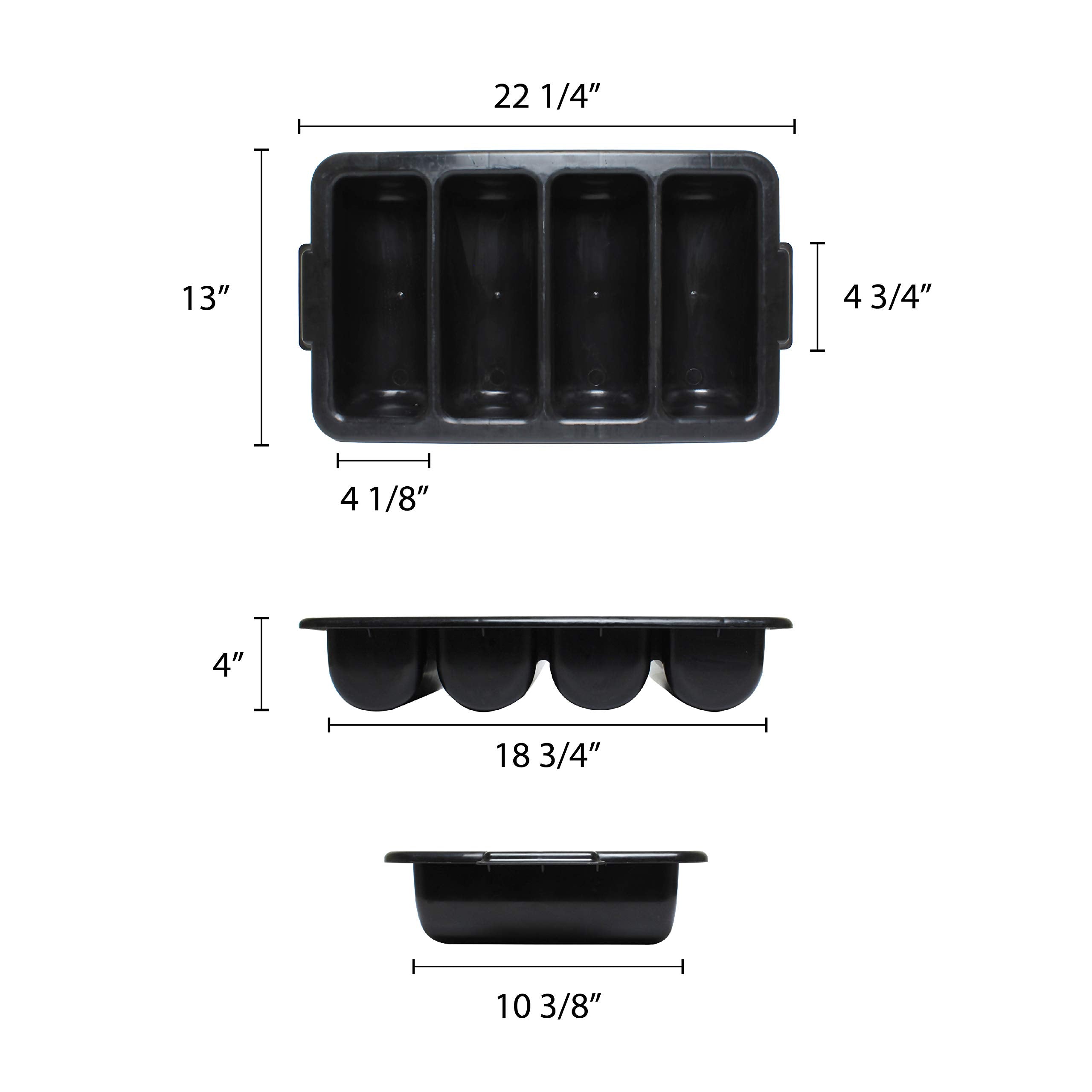 Thunder Group Plfccb001B 4-Compartment Cutlery Box, Black