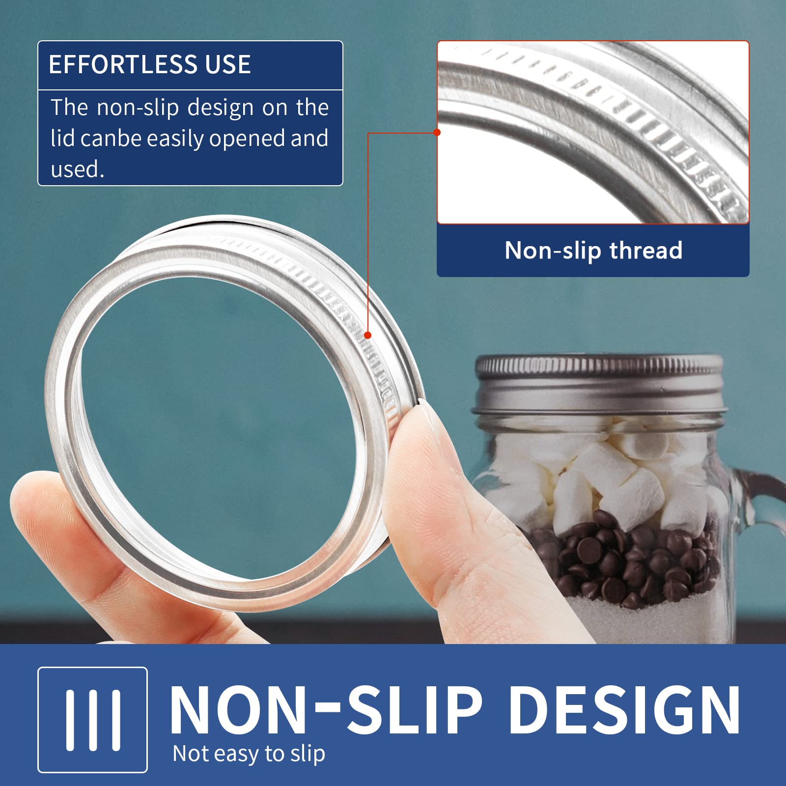 48 Pieces Regular Mouth Canning Jar Rings, Regular Mouth Mason Jar Replacement Metal Rings - Split-Type Seals Jar Rings Rust Pro