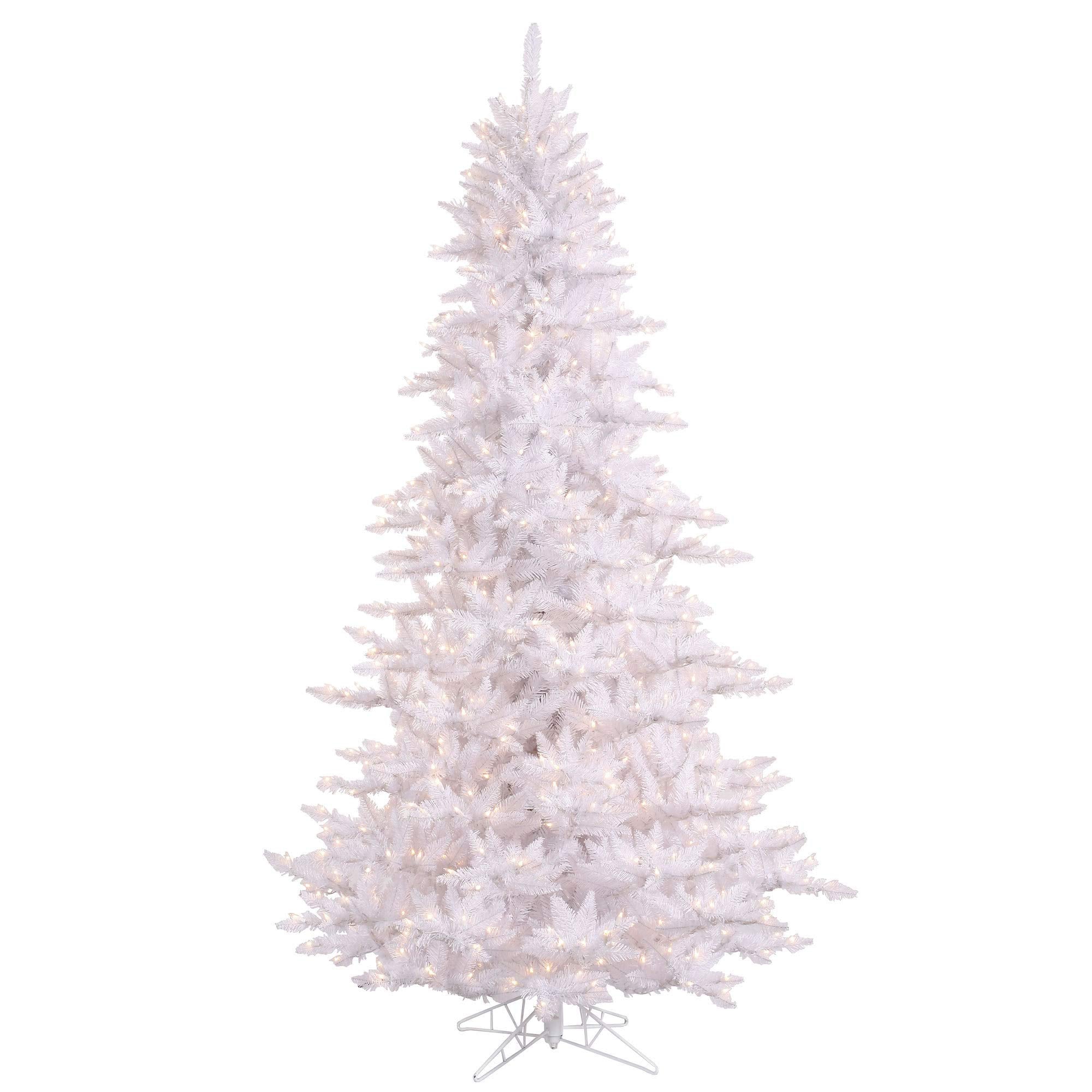 Vickerman 7.5' White Fir Artificial Christmas Tree, Warm White Dura-lit LED Lights, Seasonal Indoor Home Decor